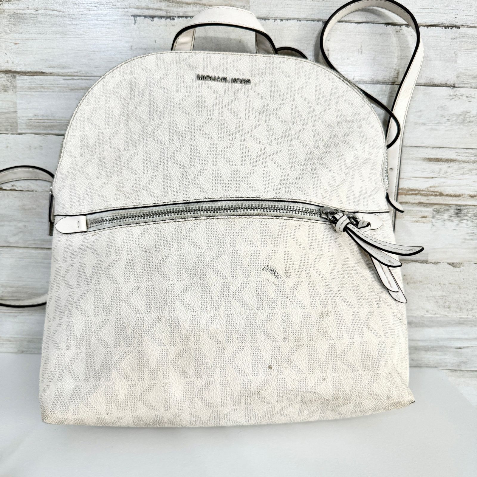 Michael Kors Michael Kors Dallas Medium Slim Backpack MK Soft Sky White Size ONE SIZE - 1 Thumbnail