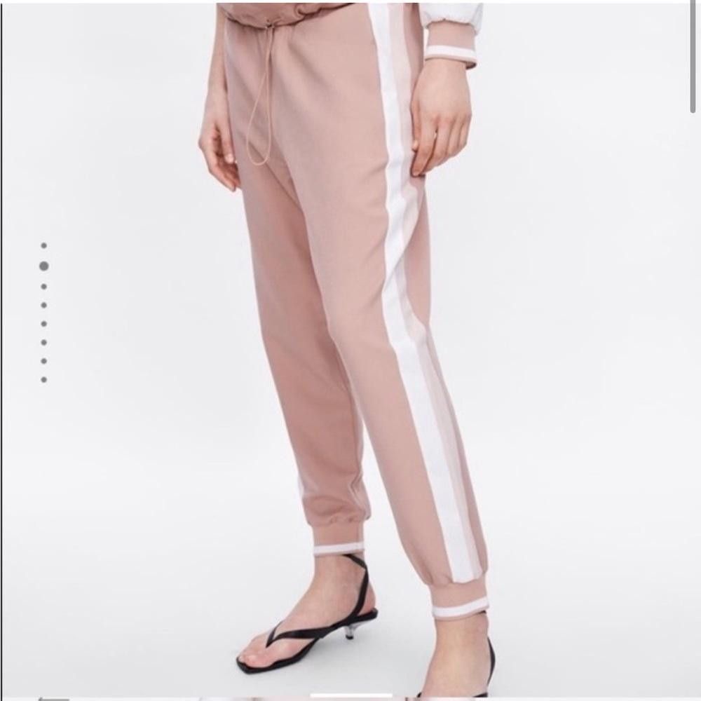 Zara ZARA Side Stripe Track Pant Jogger Millennial Pink White XS Size 26" / US 2 / IT 38 - 2 Thumbnail