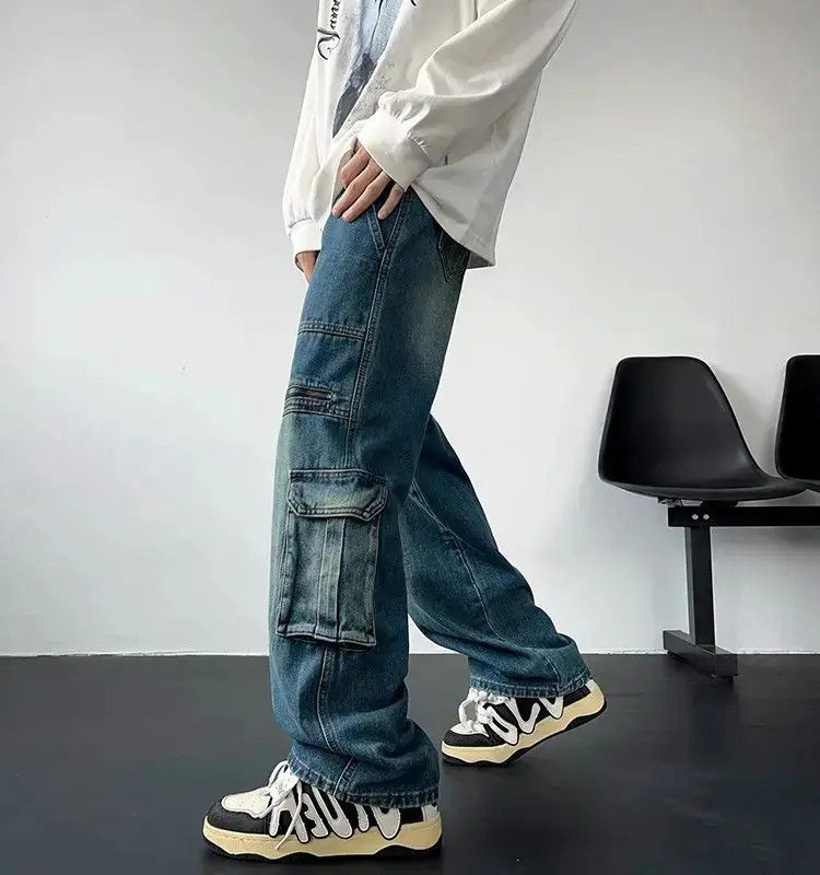 Japanese Brand Retro washed zippered multi pocket jeans Size US 32 / EU 48 - 5 Thumbnail