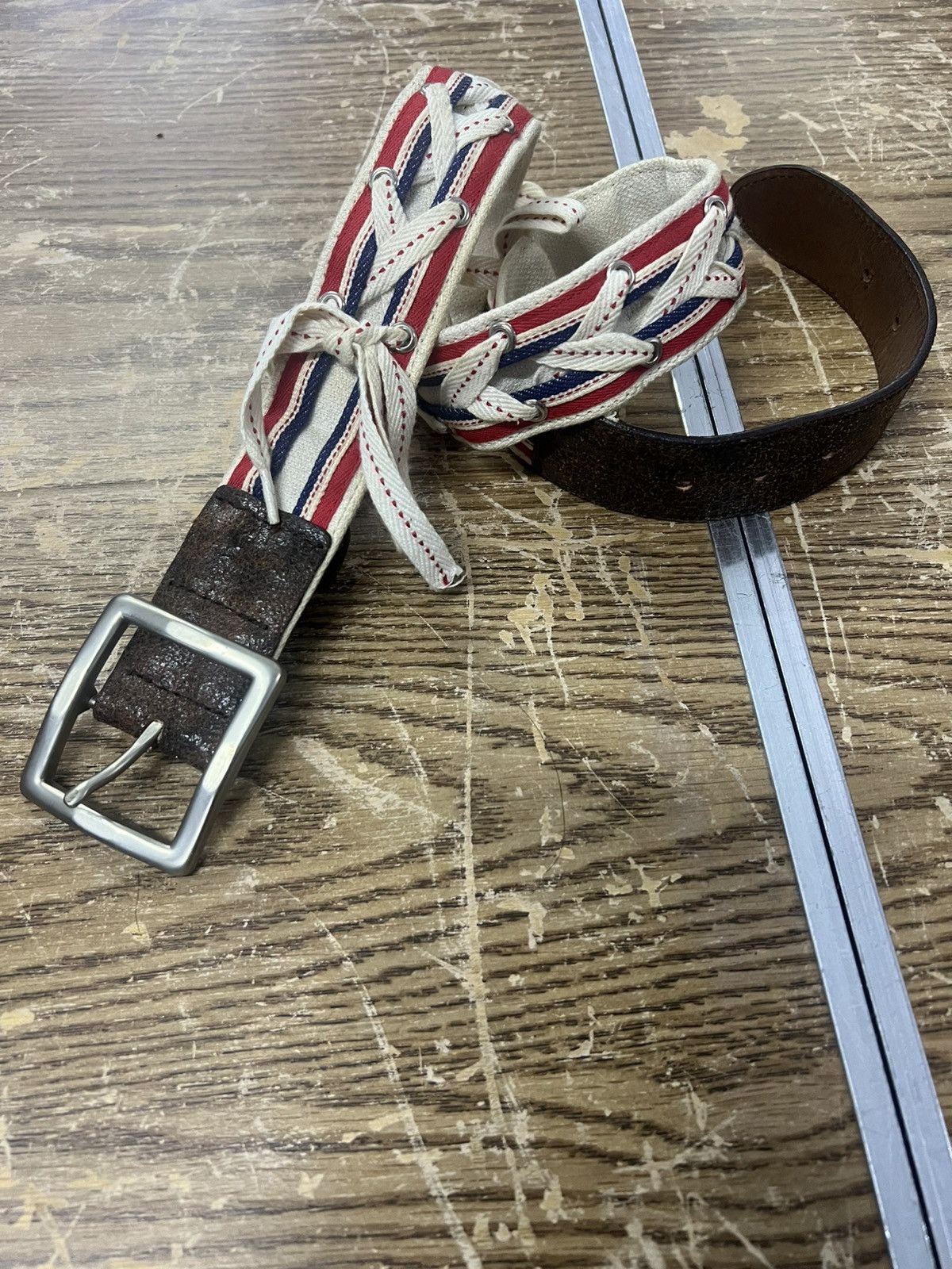 Marithe + Francois Girbaud RARE‼️SALVAGE BELT LEATHER Size 32 - 1 Thumbnail