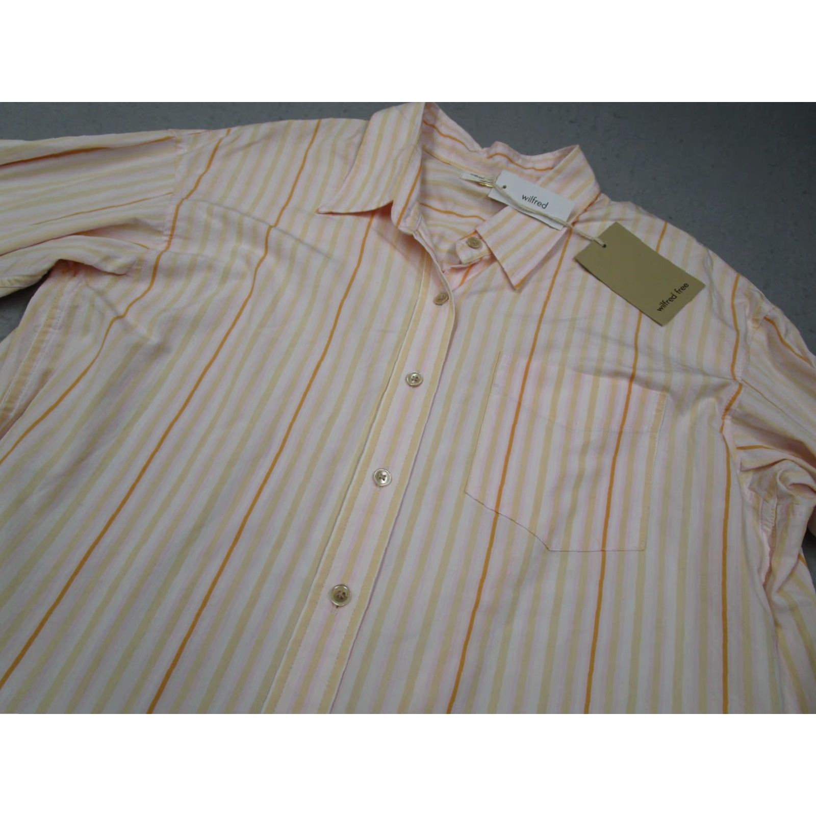 Aritzia Aritzia Wilfred Free Shirt Womens 2XS Yellow Lilac Button Up Relaxed Barlowe Size XXS / US 00 / IT 34 - 2 Thumbnail