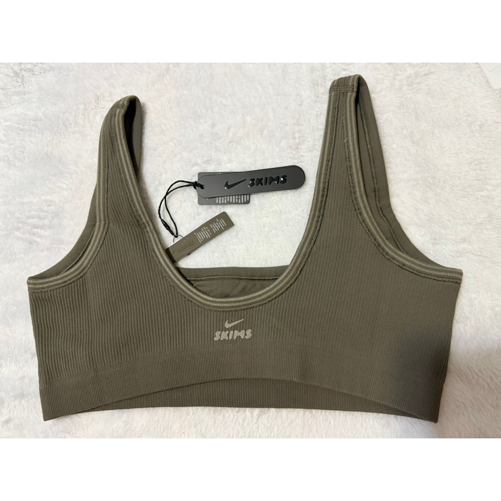 SKIMS Nike x SKIMS Ribbed Seamless Micro Scoop Bra Med Dusty Oak Size ONE SIZE - 1 Thumbnail
