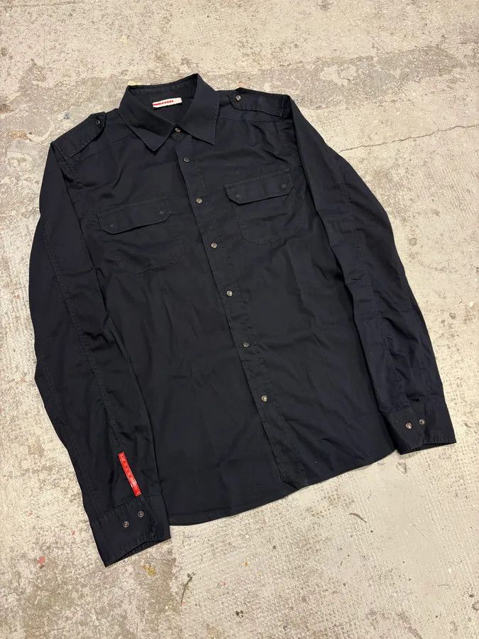 Designer × Prada × Vintage 2000s Prada Linea Rossa Navy Italian Shirt Size US S / EU 44-46 / 1 - 4 Thumbnail