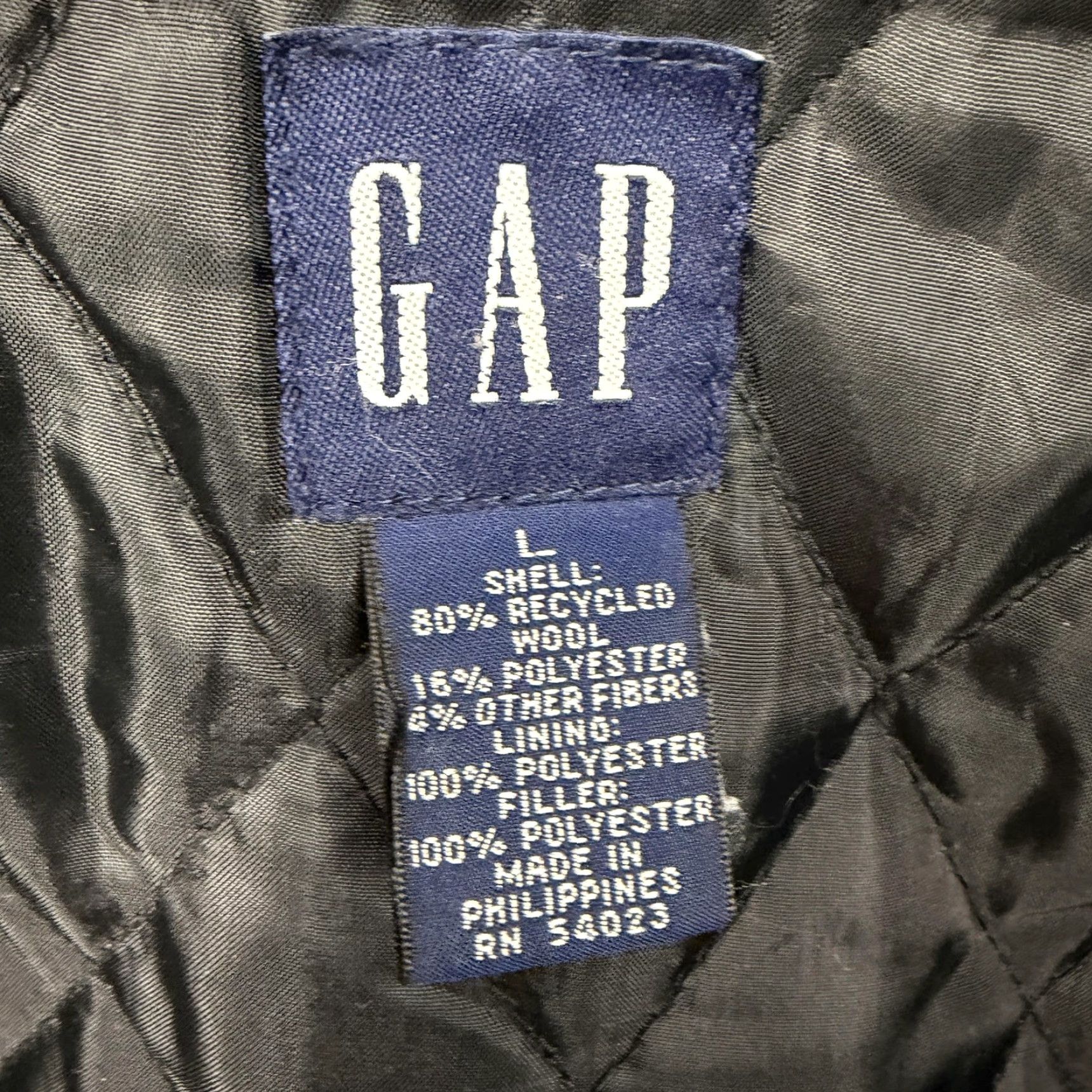Gap VINTAGE Gap Jacket Mens Large Gray Wool Hooded Parka Full Zip Quilted Lined Padded Pockets 00s Size US L / EU 52-54 / 3 - 7 Thumbnail