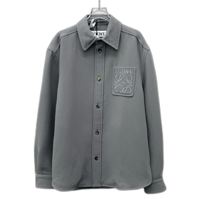 Loewe Gray Logo Embroidered Wool Long Sleeve Shirt Size US M / EU 48-50 / 2 - 1 Thumbnail