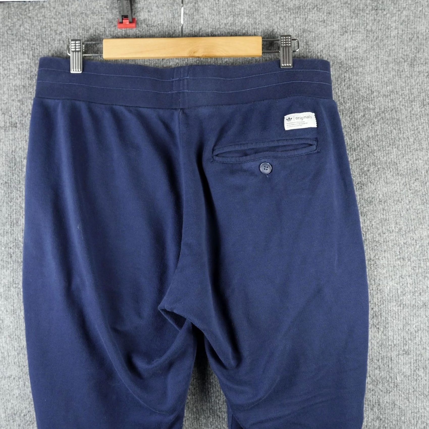 Adidas Adidas Originals Pants Mens Large Blue Fleece Joggers Sweatpants Zip Pockets Size US 33 - 7 Thumbnail