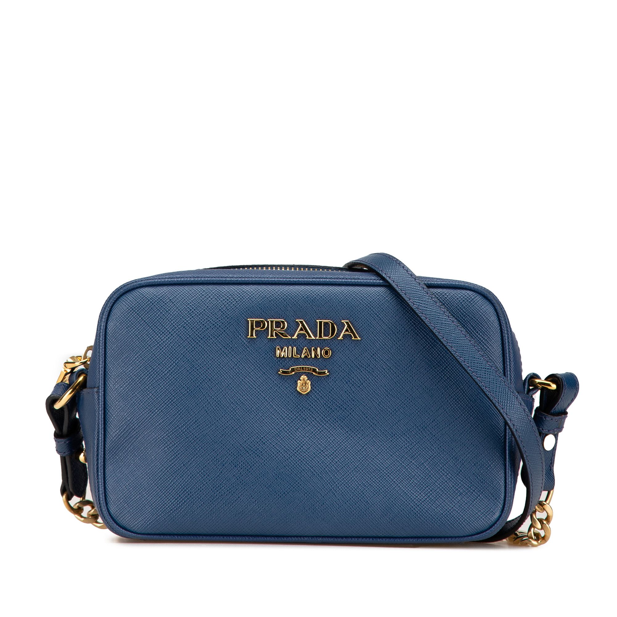 Prada Saffiano Lux Camera Bag in Blue, Women's