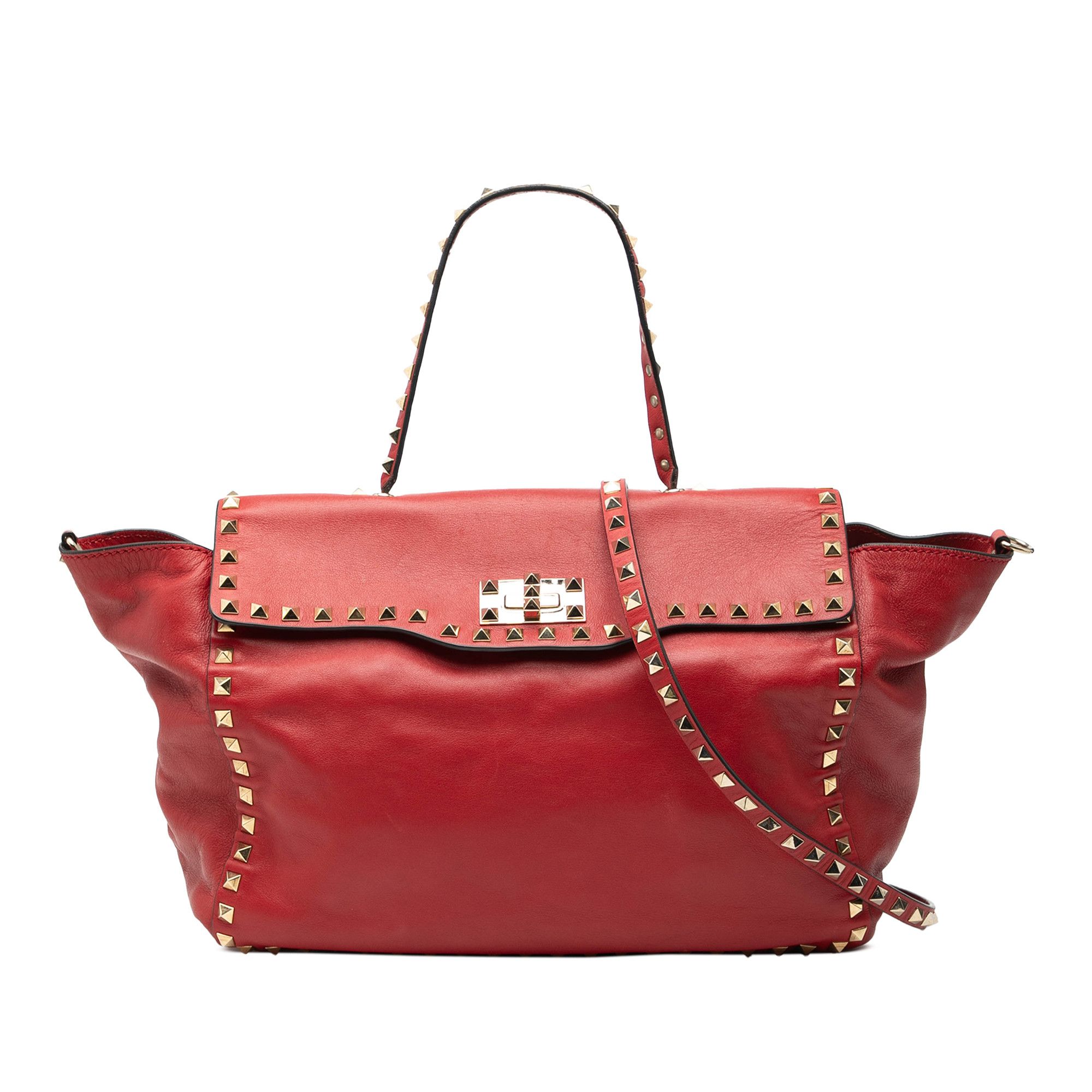 Valentino Valentino Medium Leather Rockstud Trapeze Flap Satchel Size ONE SIZE - 1 Thumbnail
