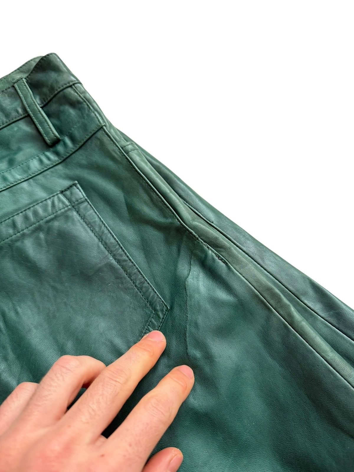 Ann Demeulemeester $1695 Green Leather Trouser Size US 34 / EU 50 - 7 Thumbnail