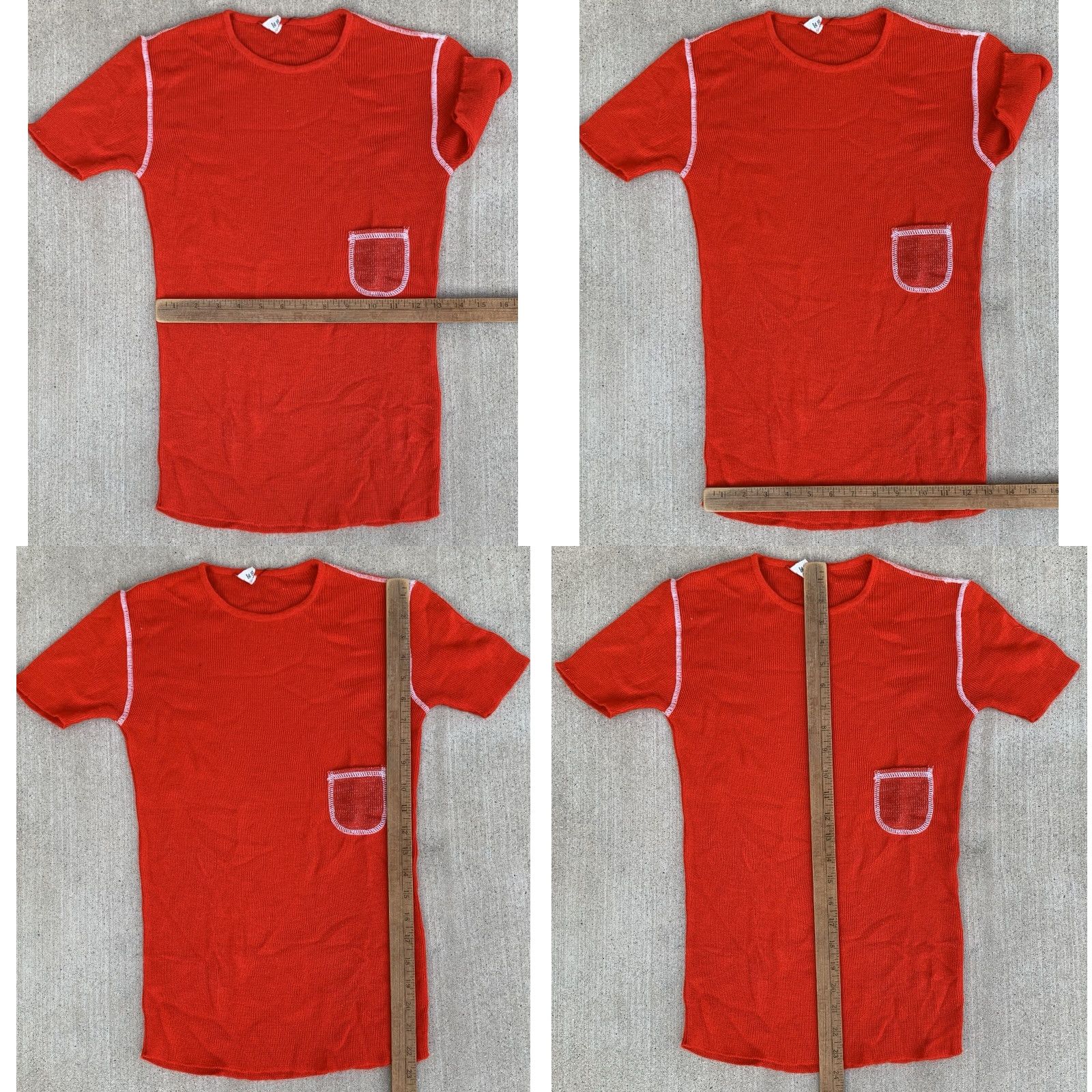 Vintage VINTAGE Acryl Pocket Tee T Shirt Red Slim Fitted Size L Unisex Adults Short Sleeve Knit Acrylic 1960s 1980s Mens Womens Boys Girls Size US L / EU 52-54 / 3 - 11 Thumbnail