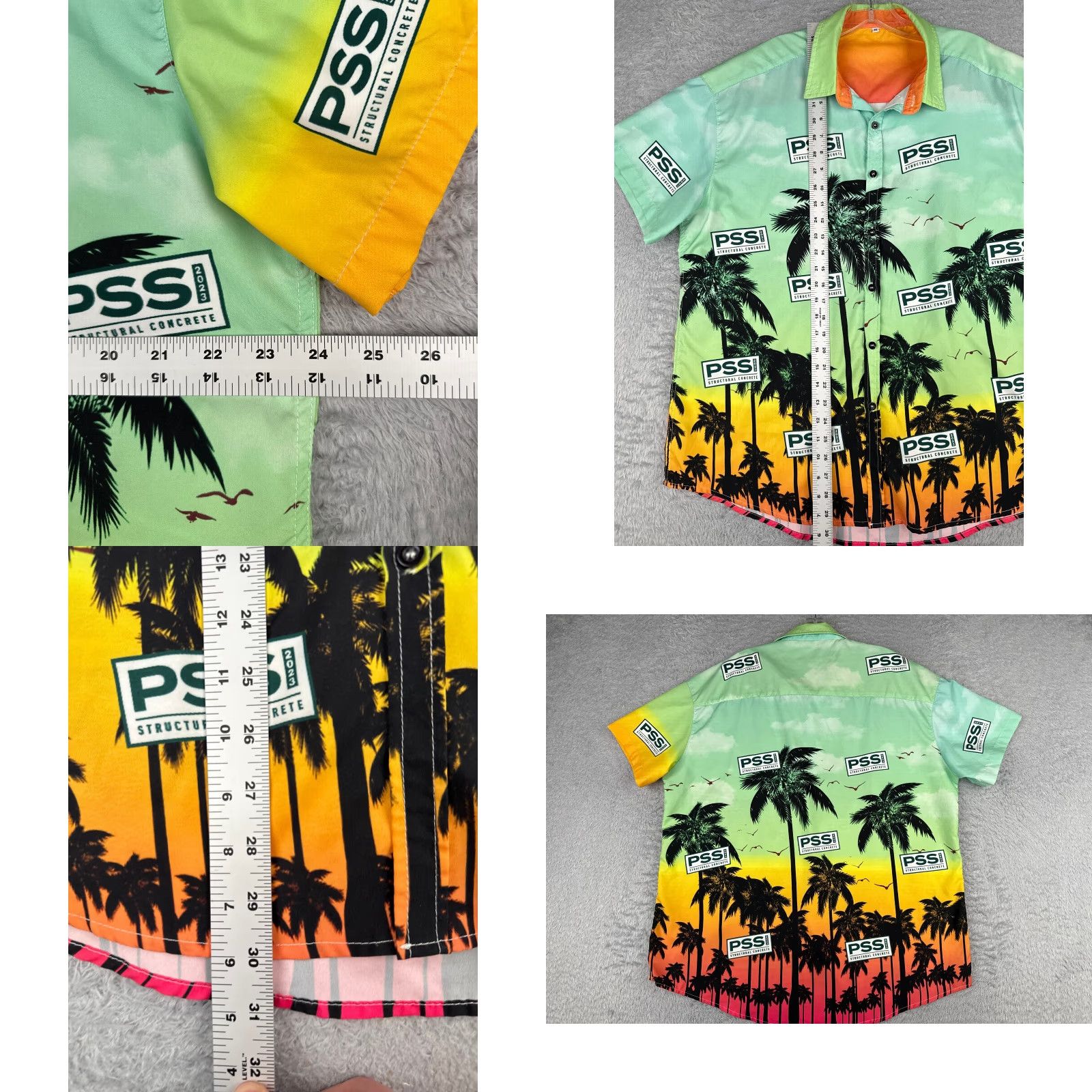 Vintage VINTAGE Precast Structural Solutions Shirt Men Medium Blue Orange Palm Sunset Hawaiian Size US M / EU 48-50 / 2 - 8 Thumbnail