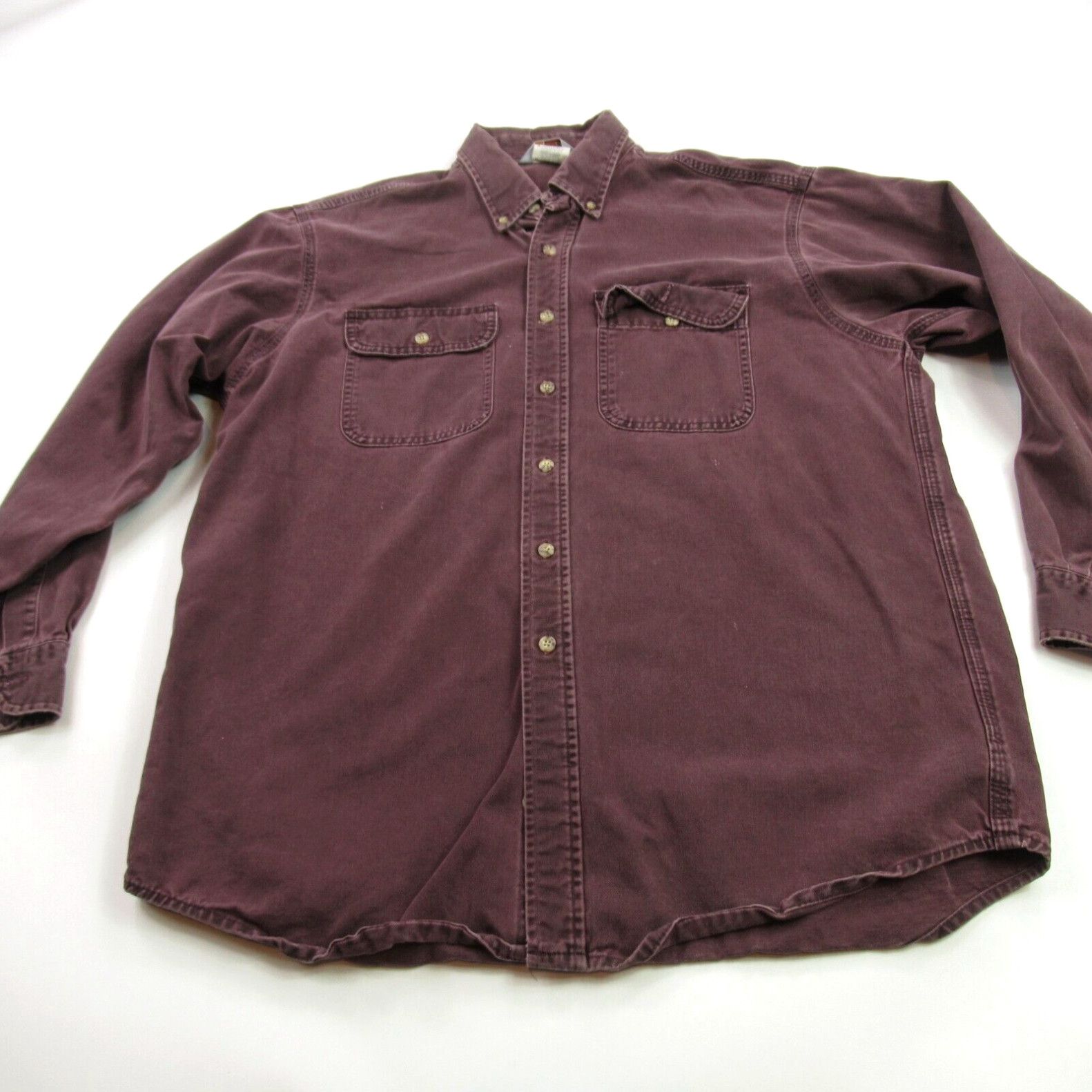 image of Carhartt Shirt Mens Large Long Sleeve Button Front Pockets Vintage Usa Casual in White
