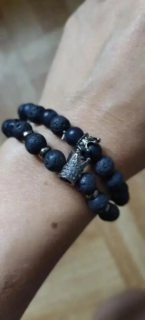 Jewelry Lava Stone Bracelet Set Imperial Crown Size ONE SIZE - 2 Thumbnail