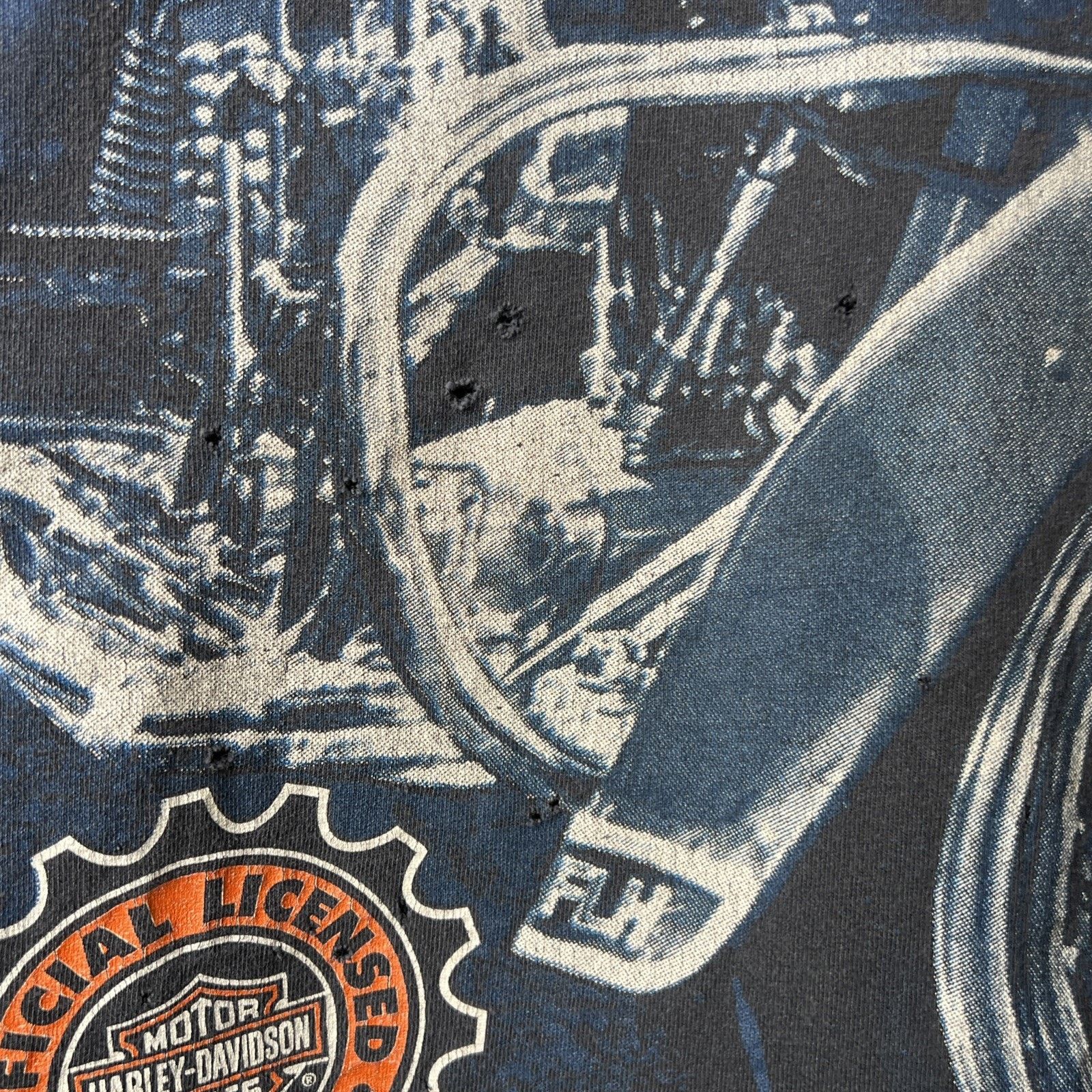 Harley Davidson VTG Harley-Davidson Bike AOP Black Single Stitch Shirt 1996 Size US L / EU 52-54 / 3 - 4 Thumbnail