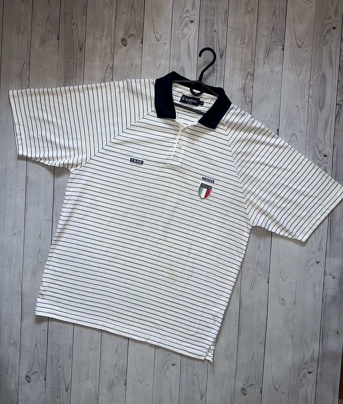Diadora × Vintage Vintage Diadora Italy soccer polo Italia logo striped XXL Size US XXL / EU 58 / 5 - 1 Thumbnail