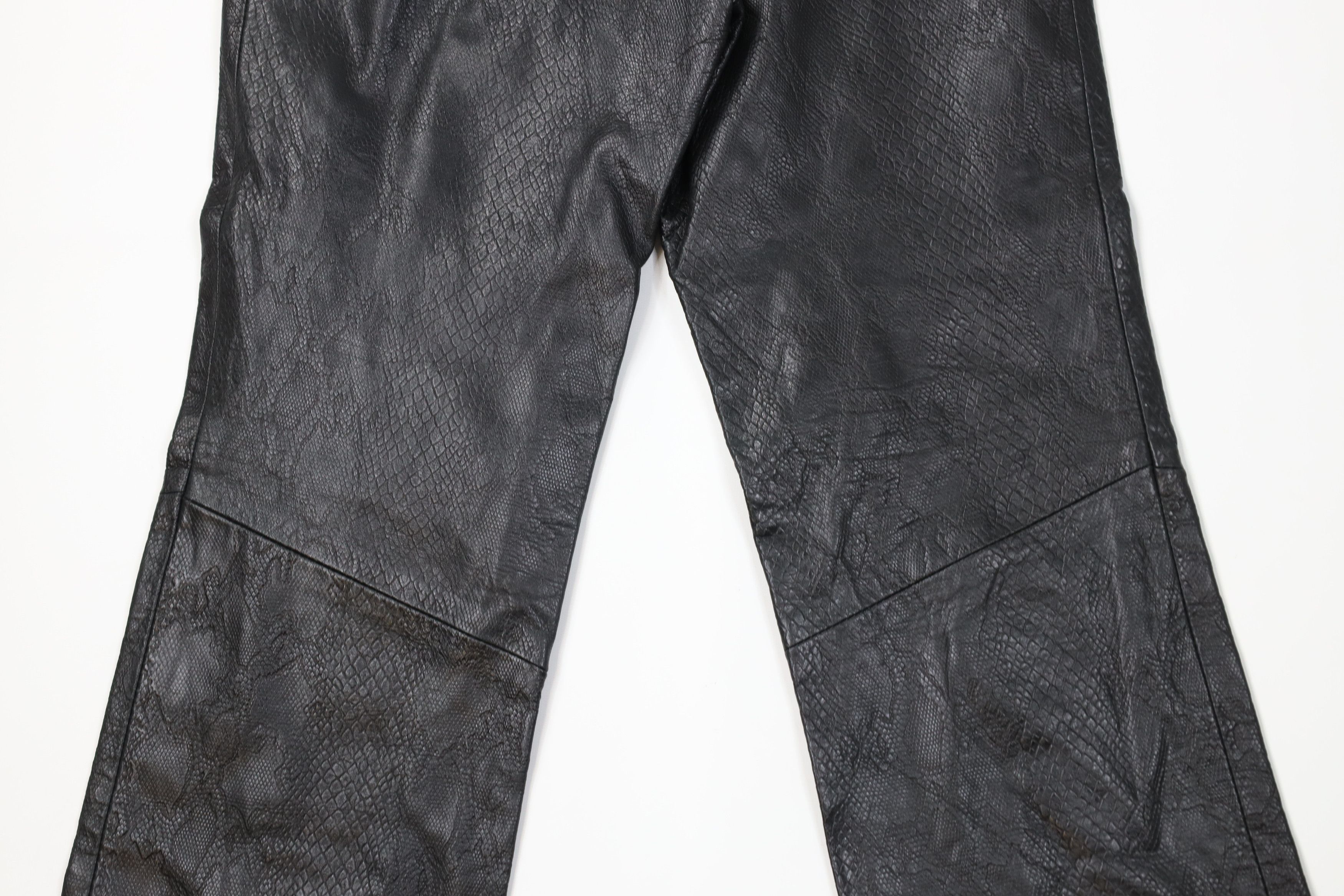 Vintage Vintage 90s Streetwear Leather Wide Leg Pants Black USA Size 32" / US 10 / IT 46 - 10 Thumbnail