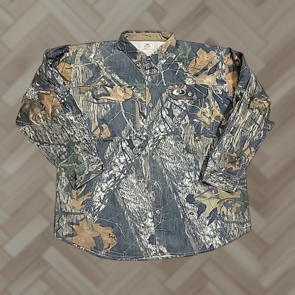 VINTAGE Mossy Oak Scent Stop Mossy Oak Break-Up ButtonUp Pocket Shirt Men 2XL