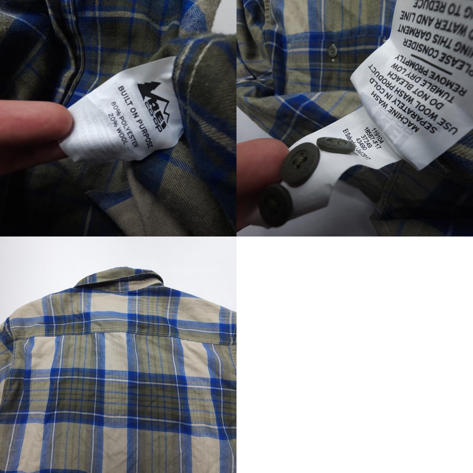 Vintage REI Co-op Poly Wool Flannel Shirt Mens Small Plaid Camp Outdoor Hiking Button Up Size US S / EU 44-46 / 1 - 8 Thumbnail