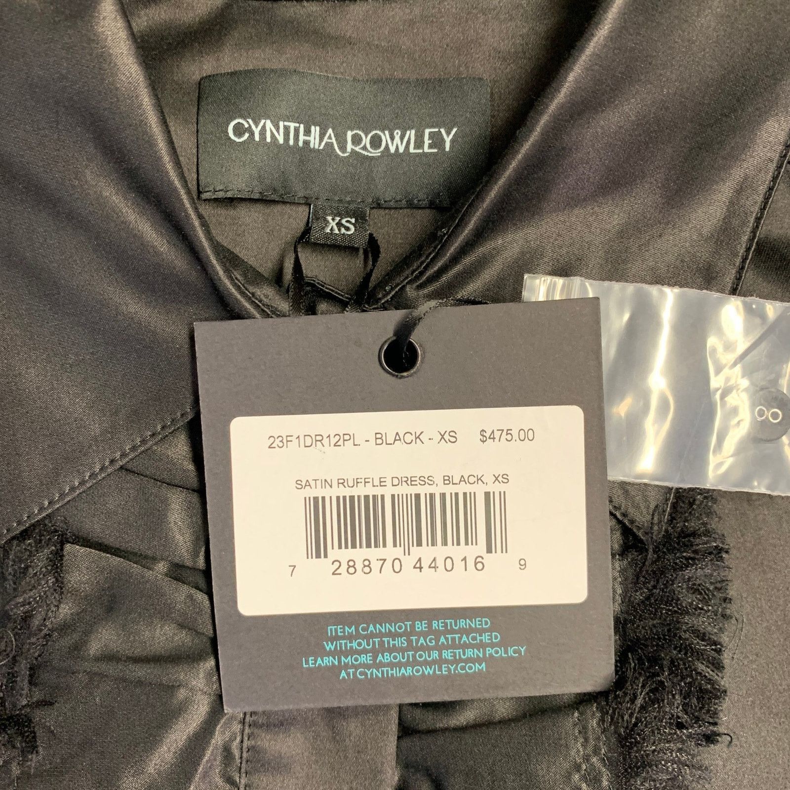 Cynthia Rowley XS Black Cotton Silk Satin Ruffled Button Up Shirt Size XS / US 0-2 / IT 36-38 - 5 Thumbnail