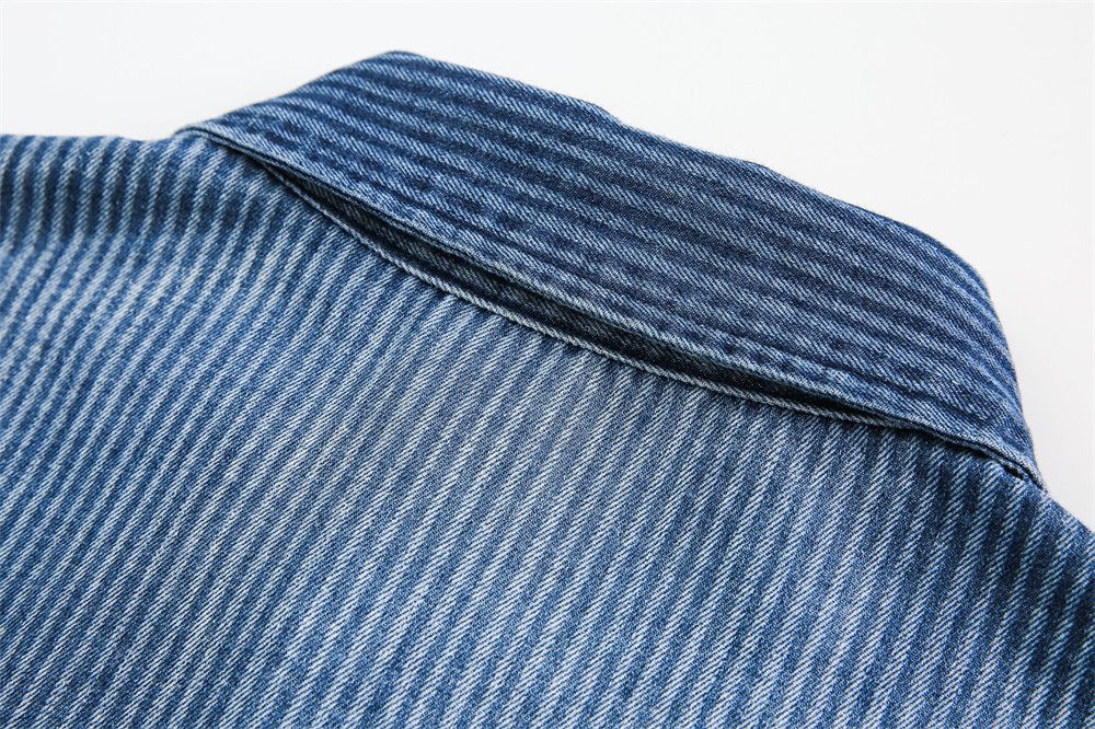 Japanese Brand × Vintage Men's street loose washed striped denim short-sleeved shirt Size US M / EU 48-50 / 2 - 5 Thumbnail