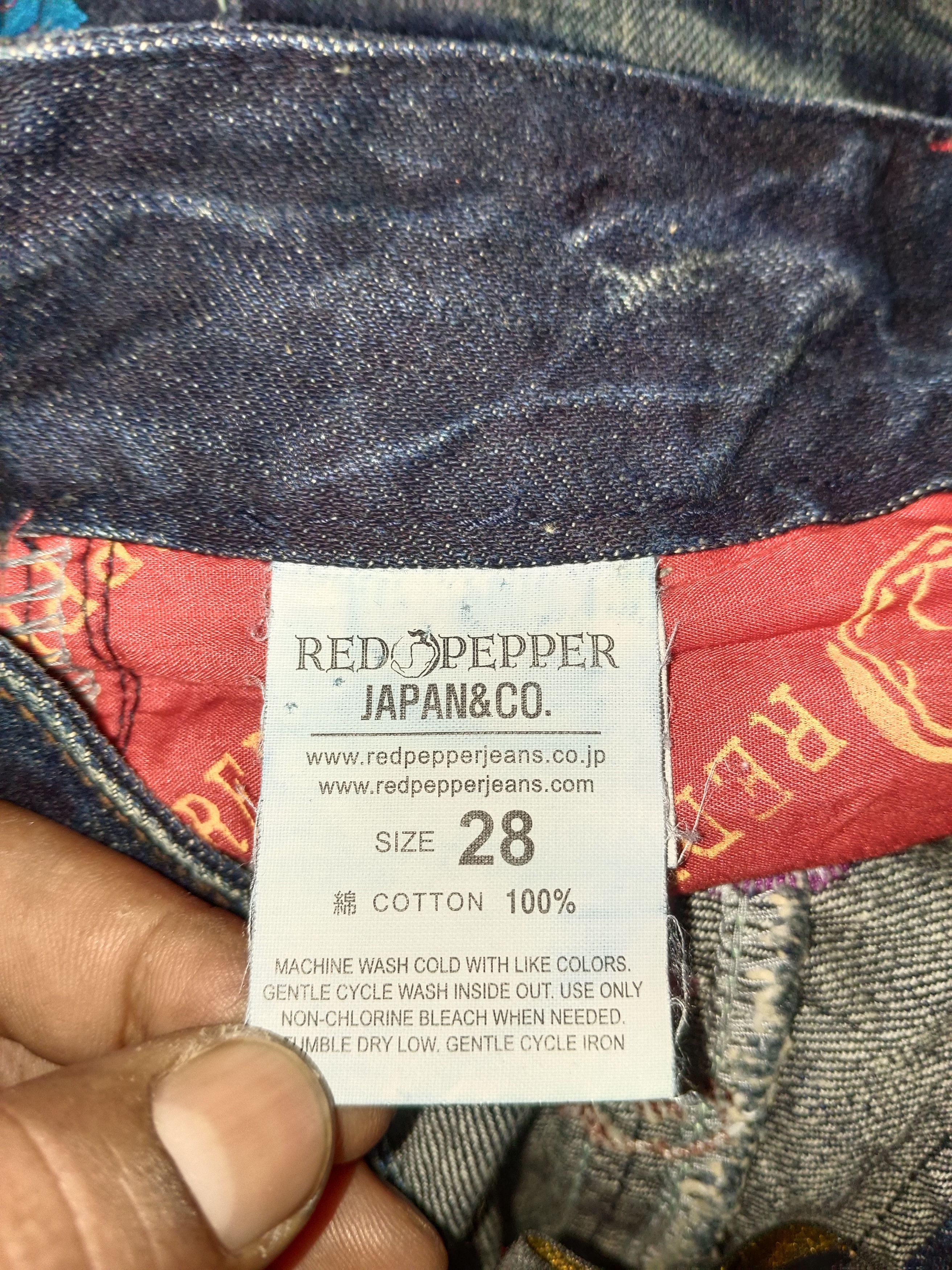 Ed Hardy Red Pepper Jeans MudWash Flare Embroided Flower Size US 30 / EU 46 - 11 Thumbnail