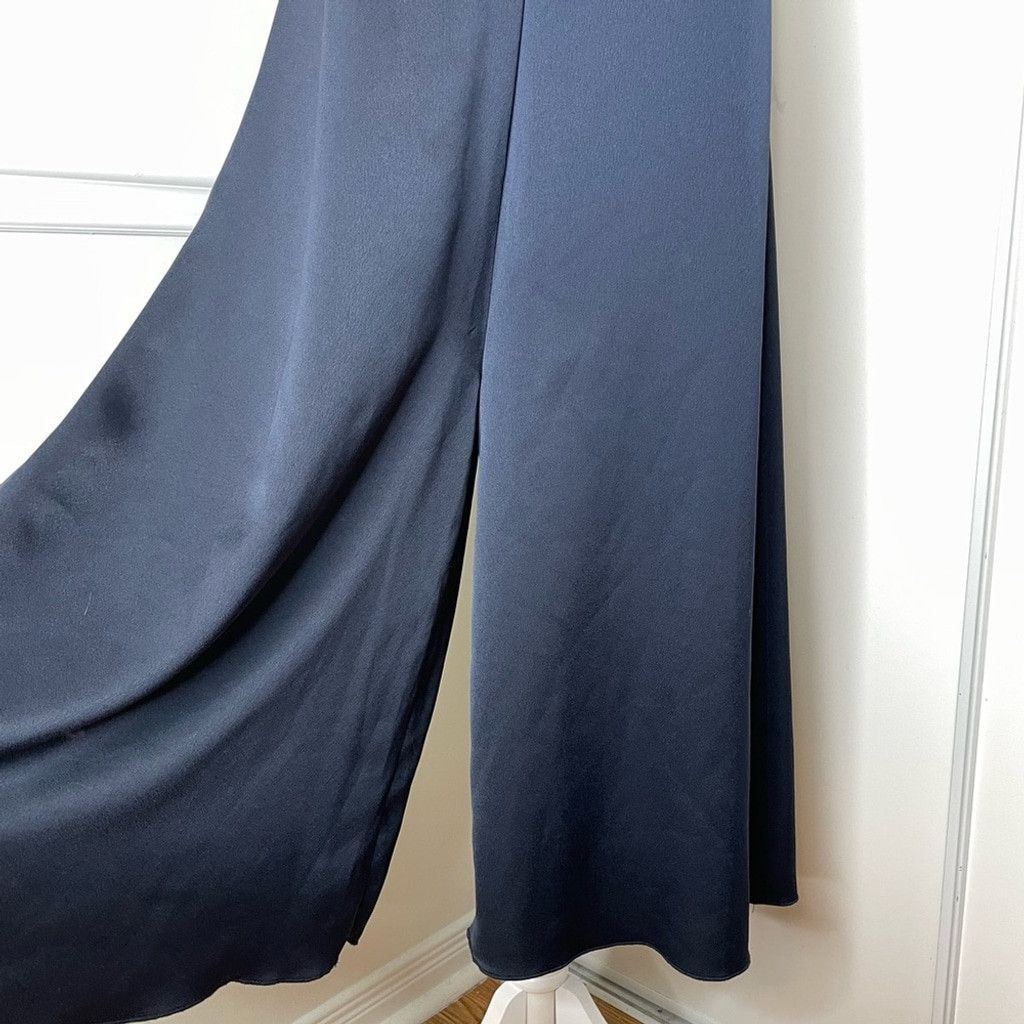 Mango Mango Premium Navy Satin WideLeg CullootteCropped Jumpsuit S Size 27" / US 4 / IT 40 - 4 Thumbnail