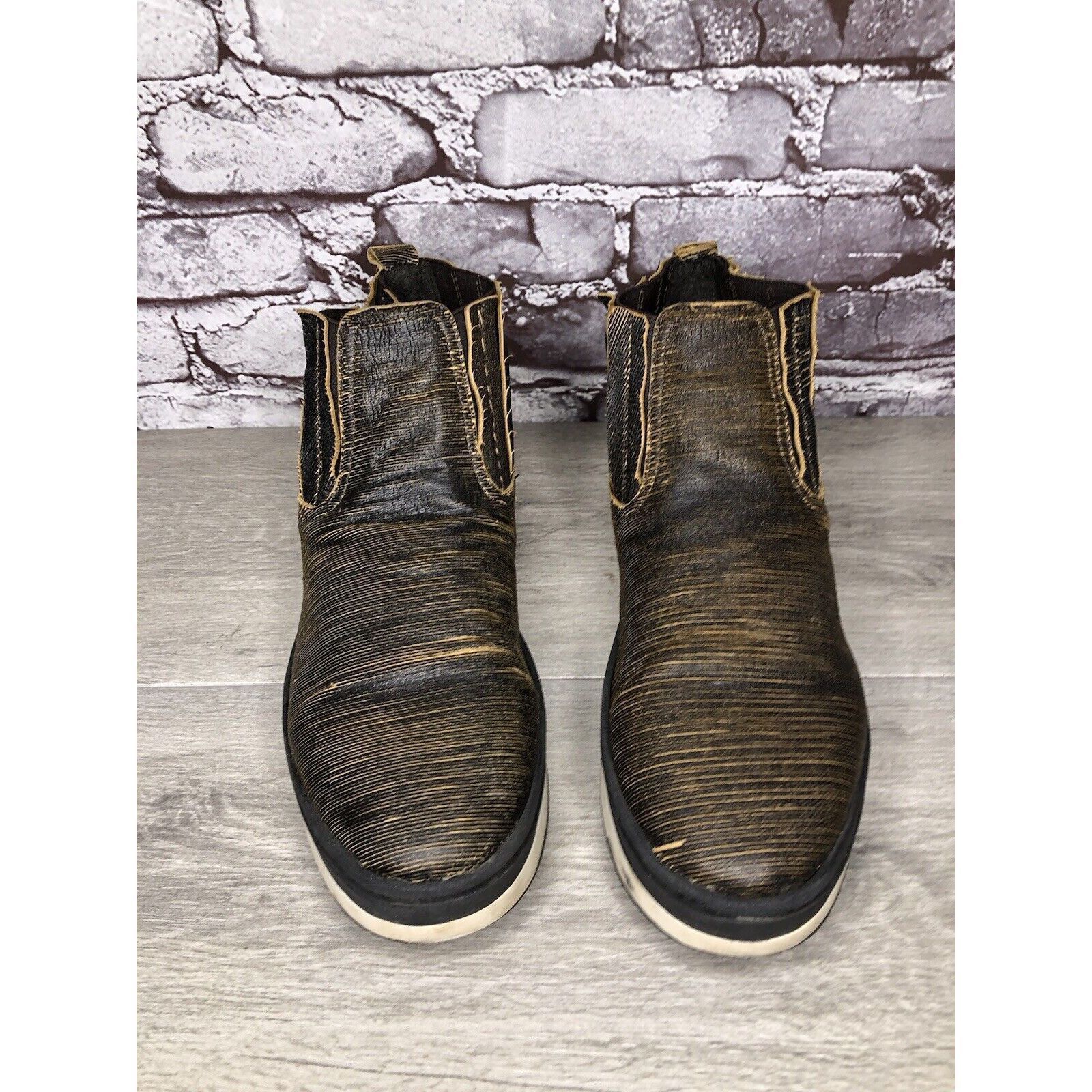 Free People Free People Black Leather Distressed Chelsea Booties Boots W Size US 10.5 / IT 40.5 - 2 Thumbnail