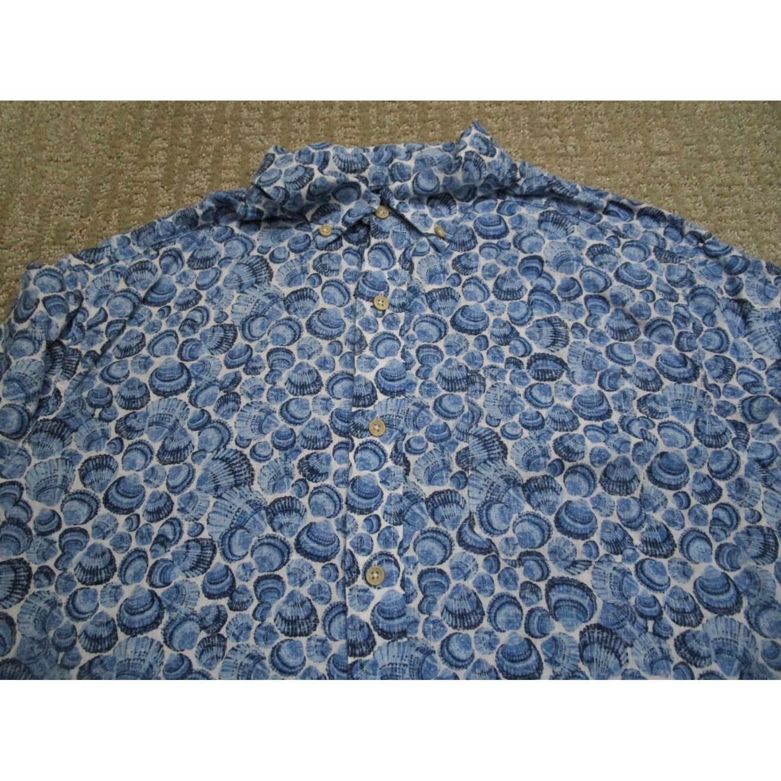 Southern Tide Southern Tide Shirt Men Large Blue Geometric Short Sleeve Linen Rayon Sea Life Size US L / EU 52-54 / 3 - 2 Thumbnail