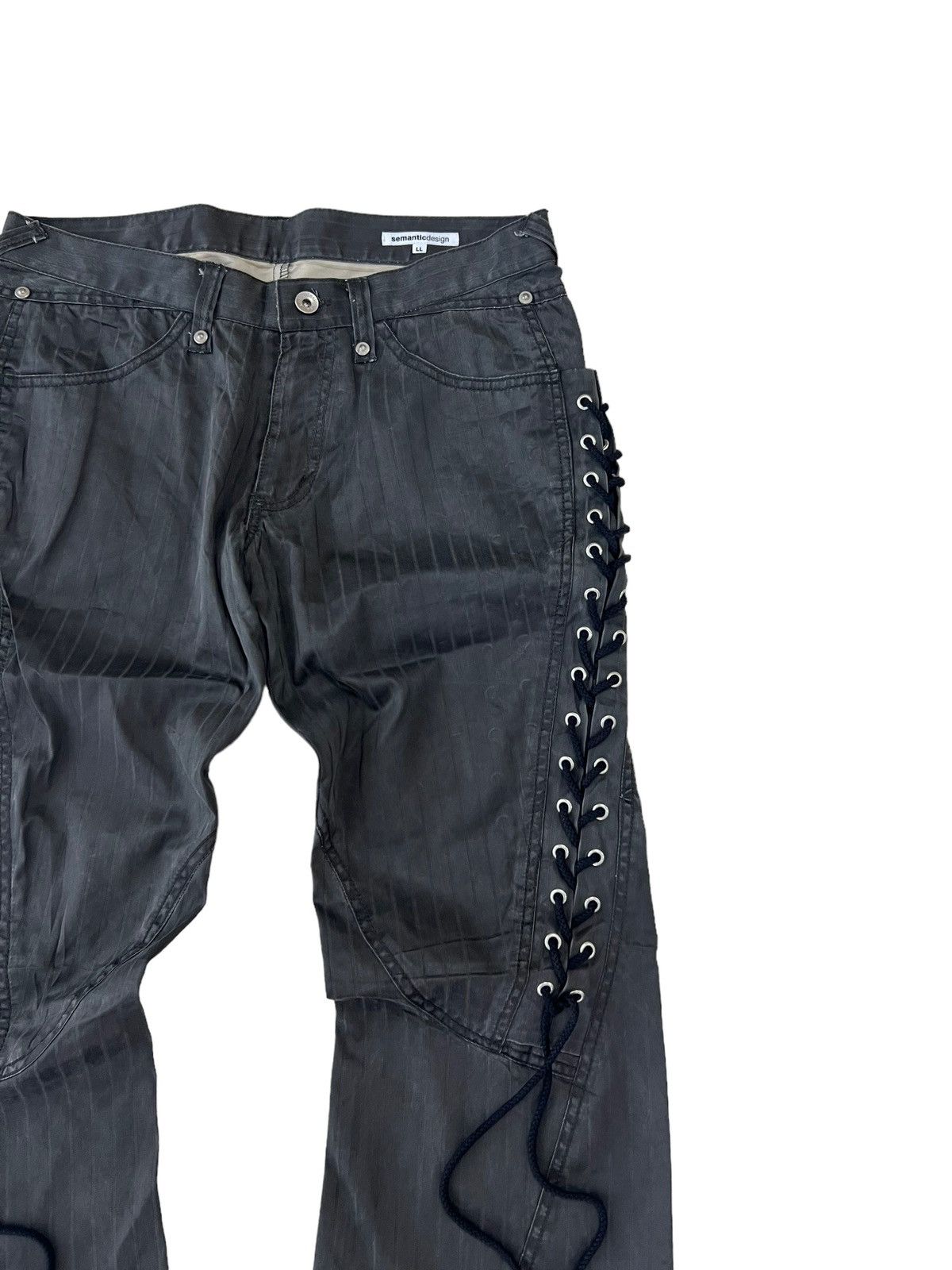 Japanese Brand Semantic Design Spiral Cut Flared Lace Up Jeans Size US 32 / EU 48 - 4 Thumbnail