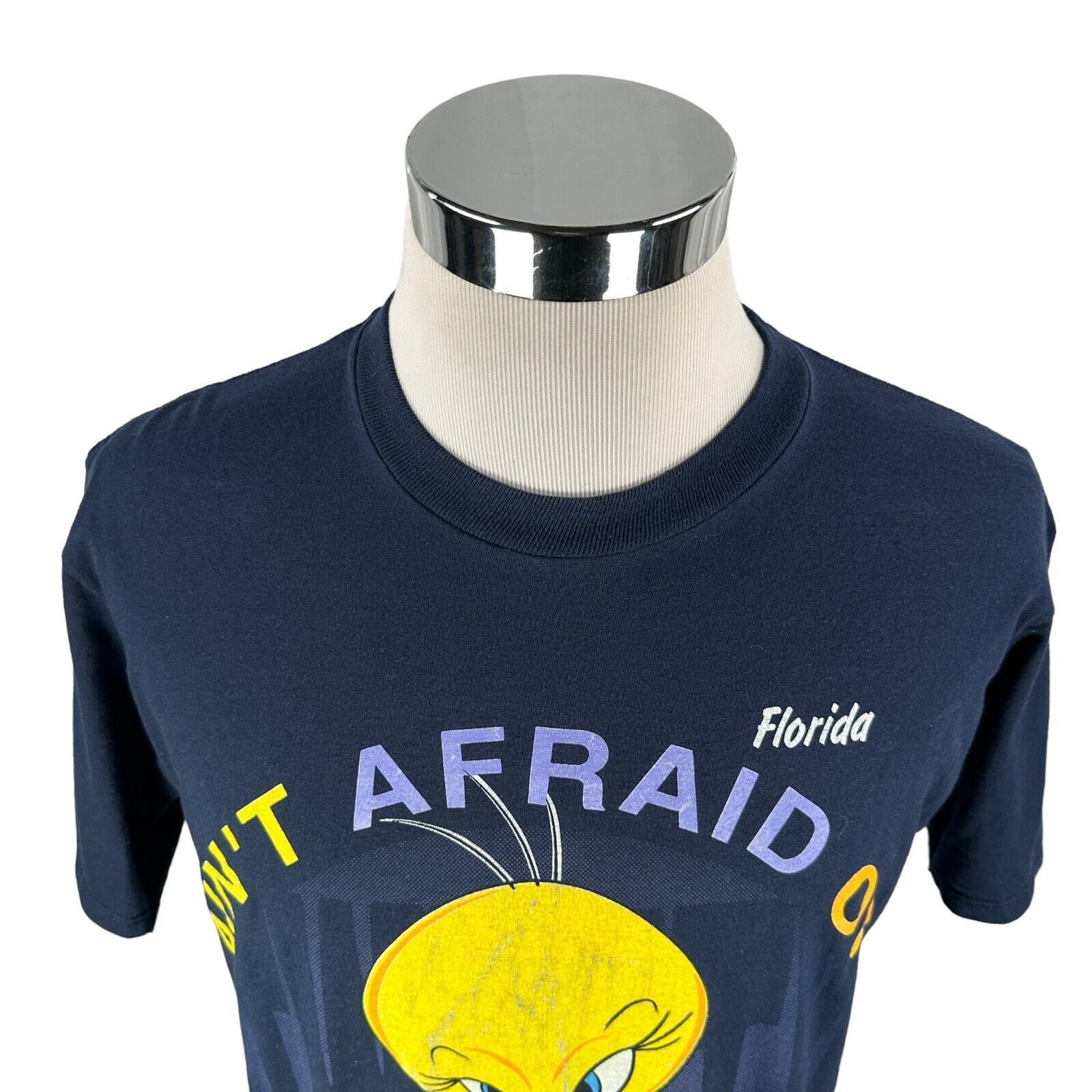 Jerzees Vintage Tweety Bird T-Shirt Large Aint Afraid Puddy Cat Blue Size US L / EU 52-54 / 3 - 2 Thumbnail