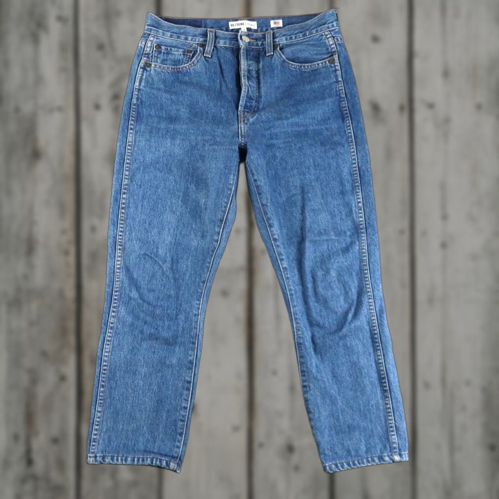 RE/DONE ReDone Originals High Rise Jeans Straight Color Blue 28 Cotton Denim 5-Pocket Design Womens June style Regular fit Adults? Size 28" / US 6 / IT 42 - 1 Thumbnail