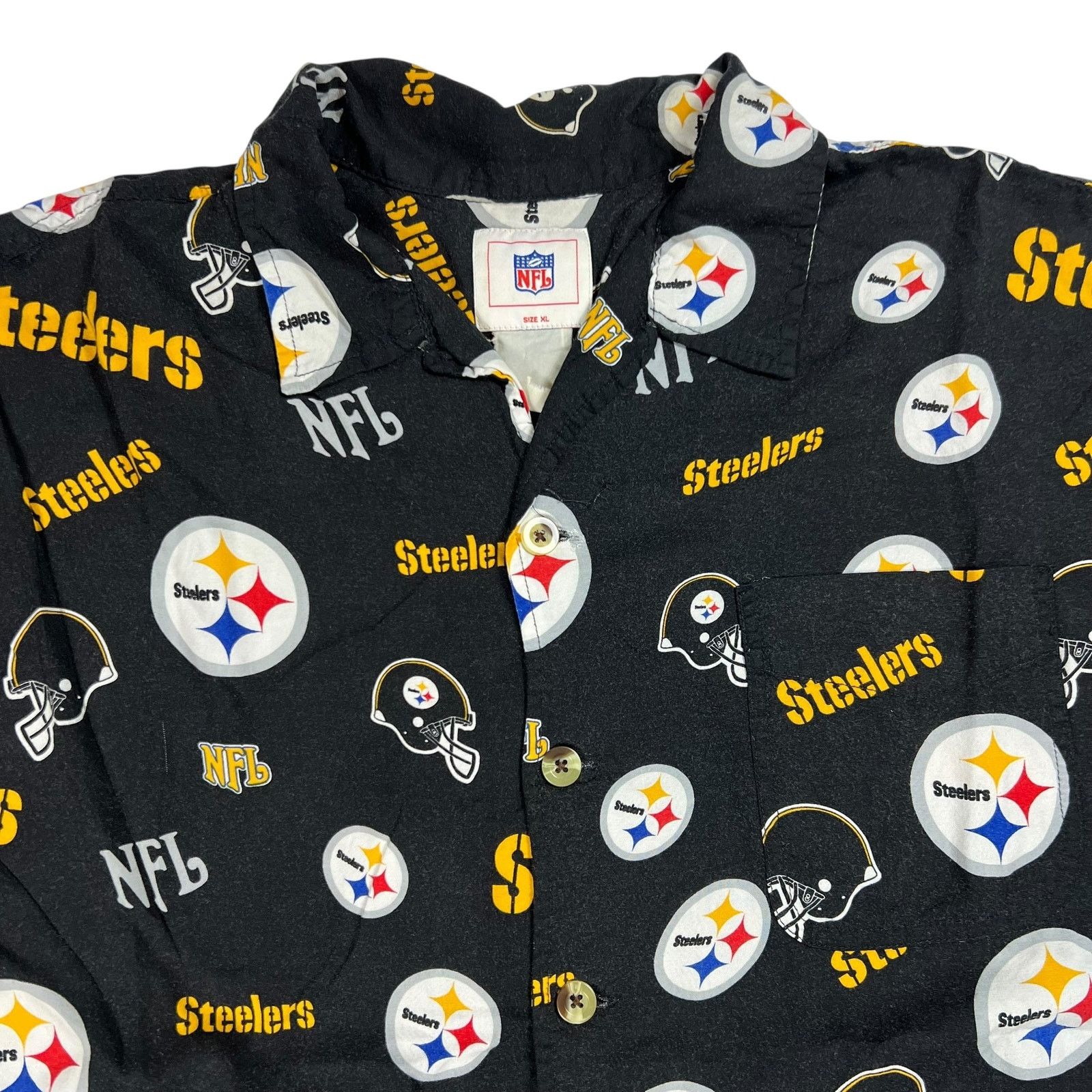 NFL × Vintage Vintage Y2K Pittsburgh Steelers NFL all over print Hawaiian Size US XL / EU 56 / 4 - 2 Thumbnail