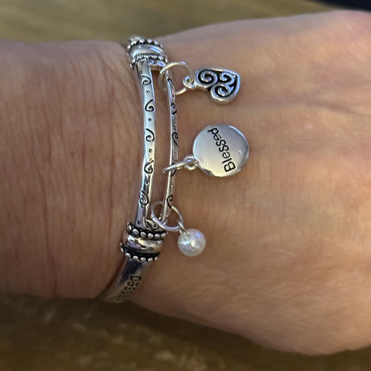 Other Silver tone Blessed stretch charm bracelet Size ONE SIZE - 3 Thumbnail