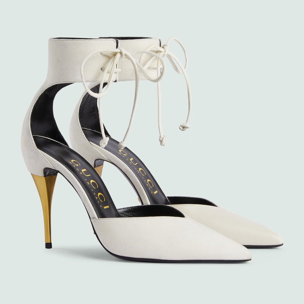 Gucci o1s1wg110225 Women's High Heel Pumps With Ankle Cuff White Size US 11 / IT 41 - 2 Thumbnail