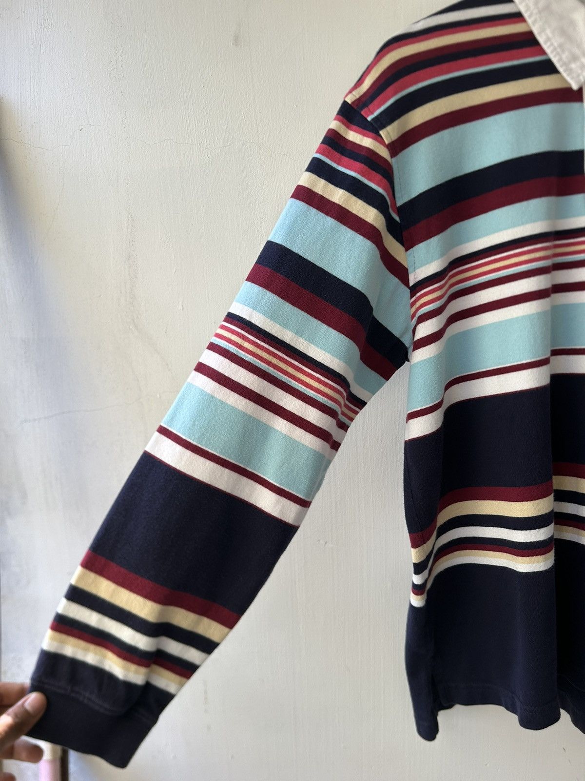 Lacoste Vintage Lacoste Long Sleeve Rugby Striped Polo Shirt Size US L / EU 52-54 / 3 - 4 Thumbnail