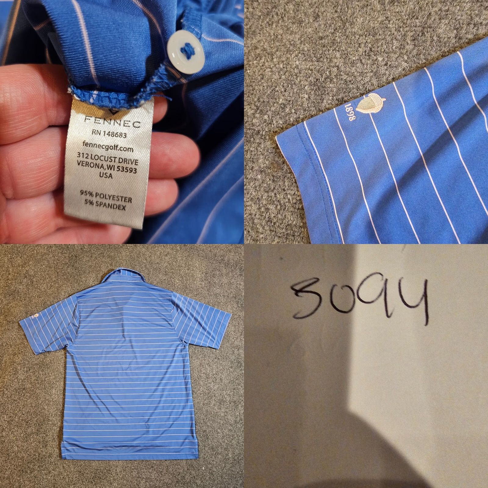 Vintage Fennec Shirt Mens Medium Blue Striped Golf Polo Short Sleeve Performance Casual Size US M / EU 48-50 / 2 - 8 Thumbnail