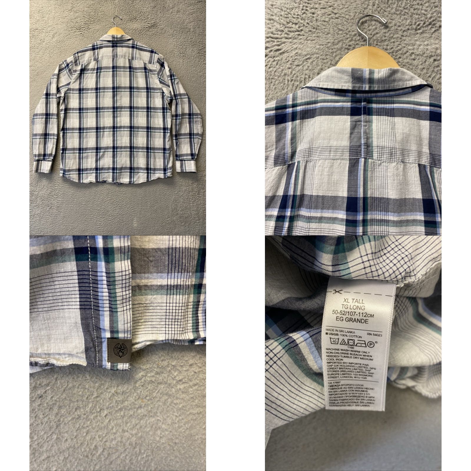 Banana Republic Banana Republic Button-Up Shirt Men XL Navy Gray Untucked Fit Plaid Cotton /0480 Size US XL / EU 56 / 4 - 8 Thumbnail