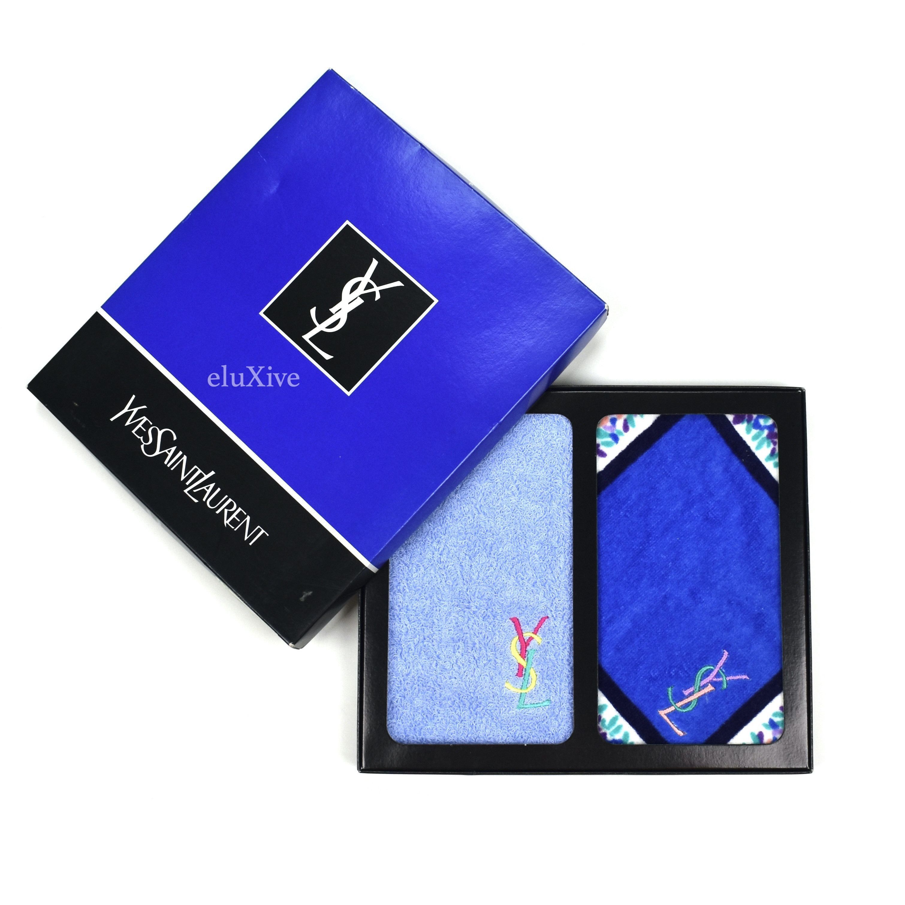 Yves Saint Laurent YSL Blue Set of 2 Colorful Logo Hand Towels (Small) DS Size ONE SIZE - 1 Preview