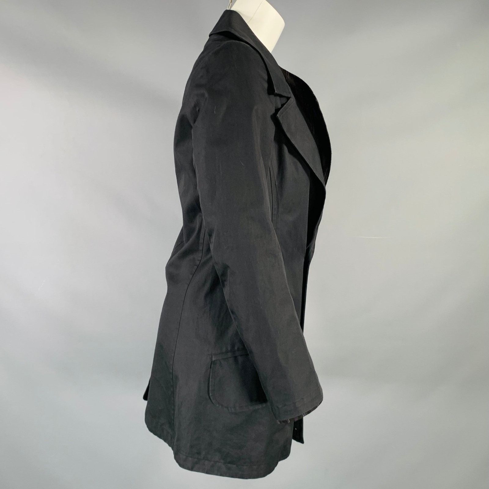 Yohji Yamamoto YOHJI YAMAMOTO Size S Black Cotton Notch Lapel Coat Size S / US 4 / IT 40 - 4 Thumbnail