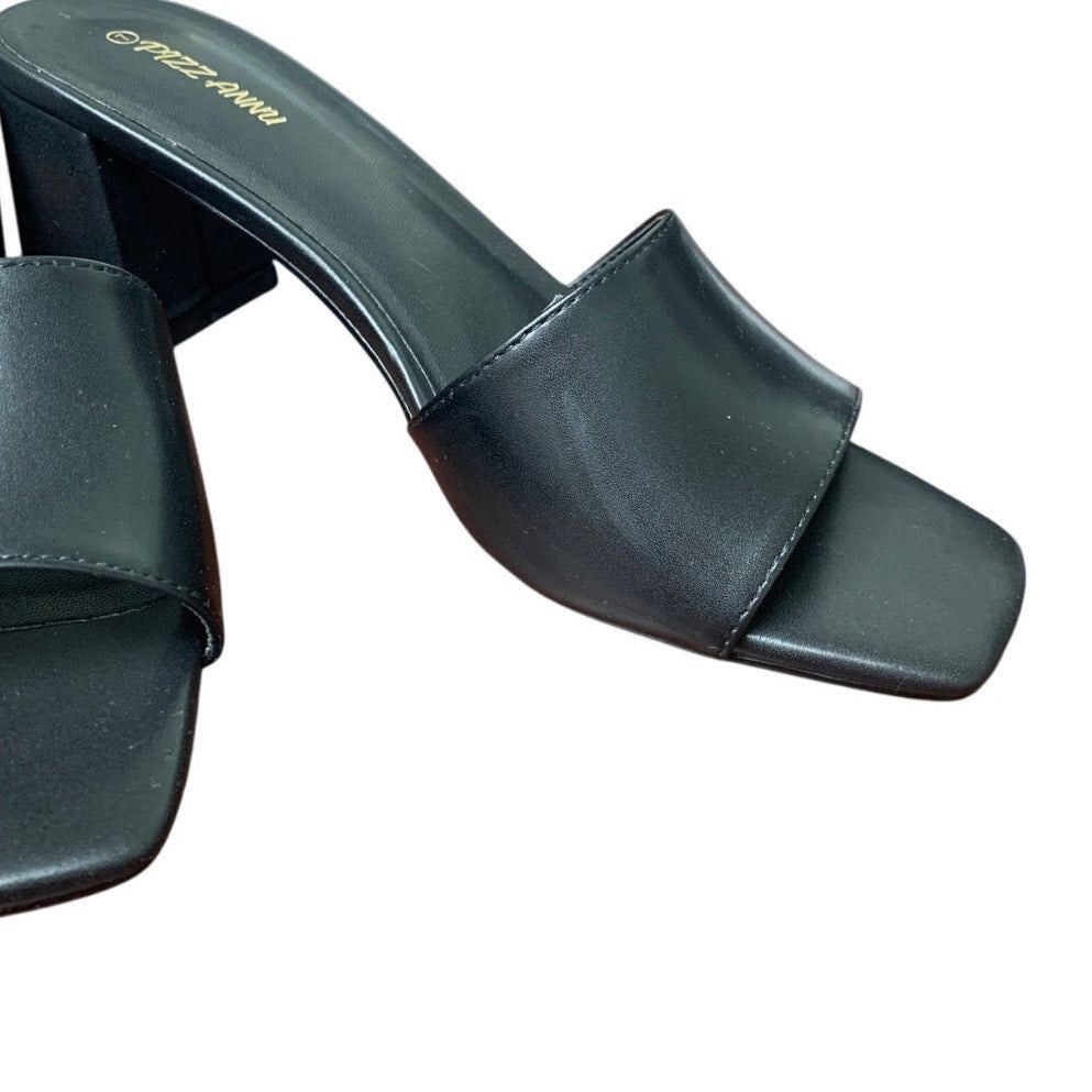 Other New Pizz Annu Women's 7 Black Faux Leather Open Toe Heels Size US 7 / IT 37 - 6 Thumbnail