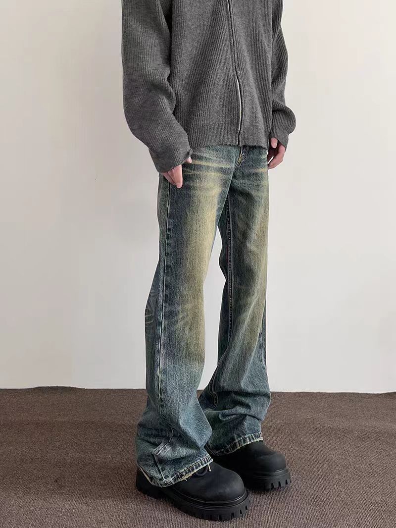 Japanese Brand × Jean Washed Vintage Yellow Clay Blue Micro Flare Jeans Size US 30 / EU 46 - 3 Thumbnail