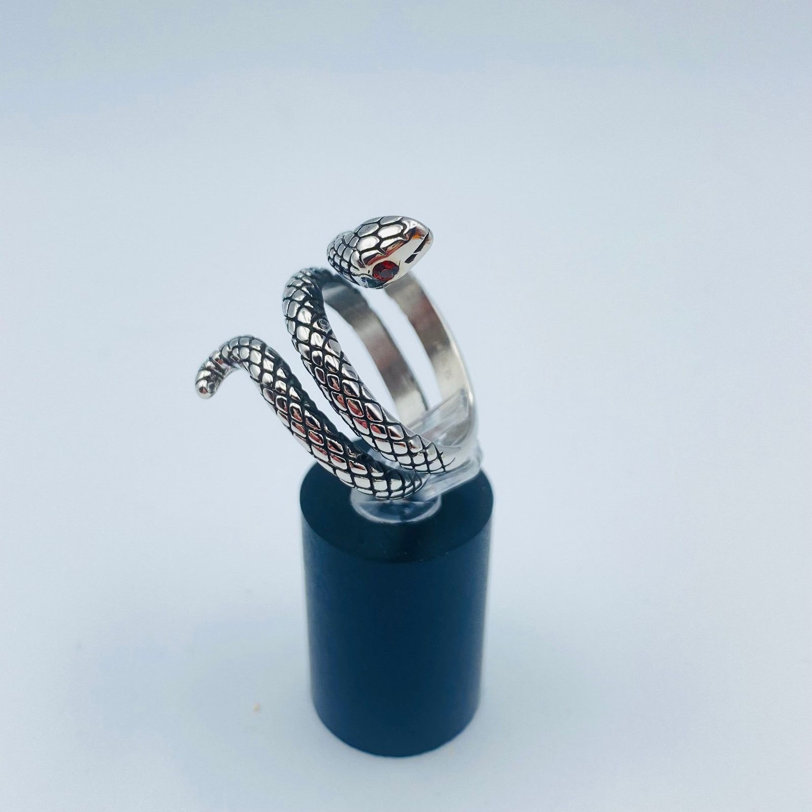 The Unbranded Brand Snake Stainless Steel Ring With Red CZ Eyes Size ONE SIZE - 1 Thumbnail