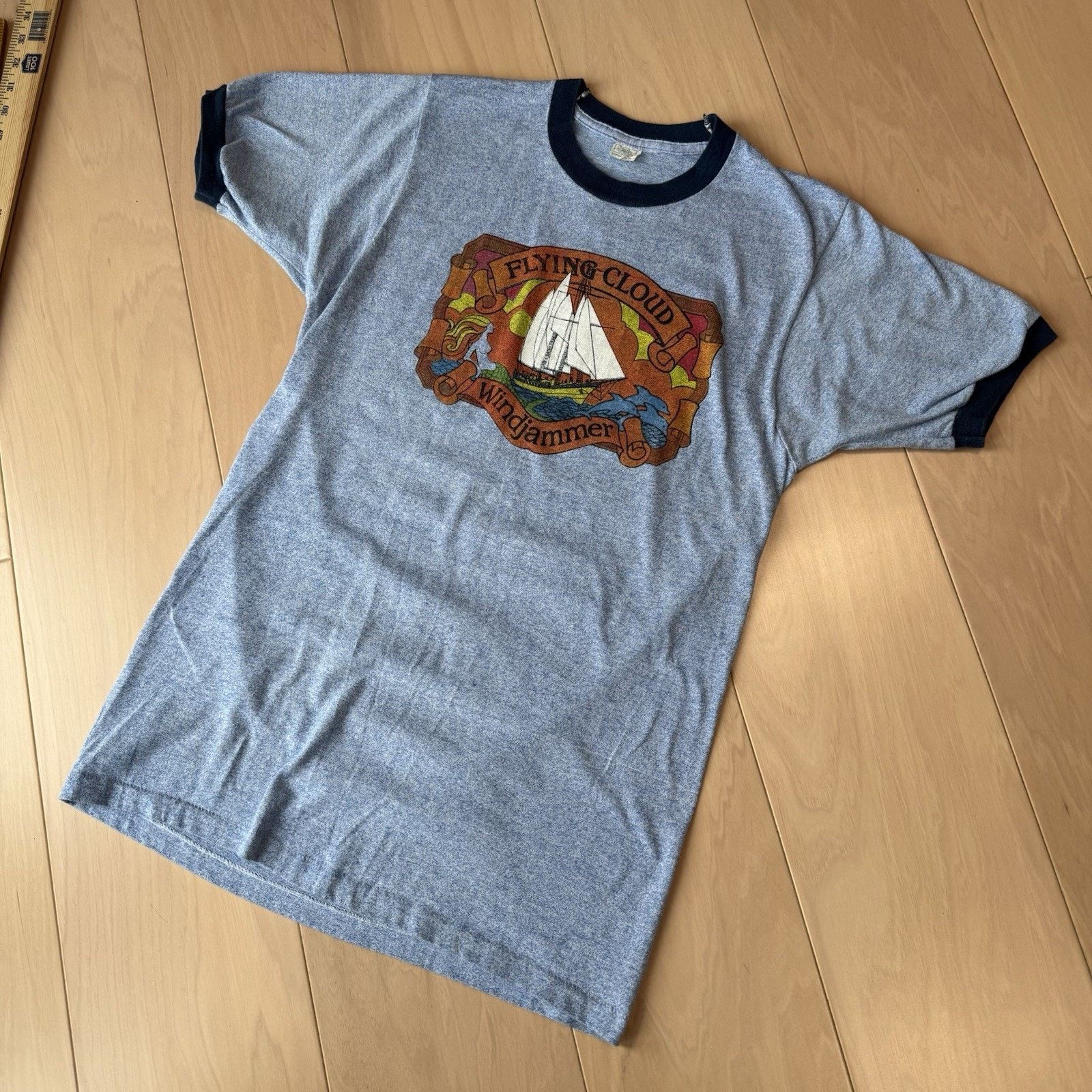Vintage Vintage Flying Cloud Windjammer Shirt L Blue 80s Ringer Size US L / EU 52-54 / 3 - 8 Thumbnail