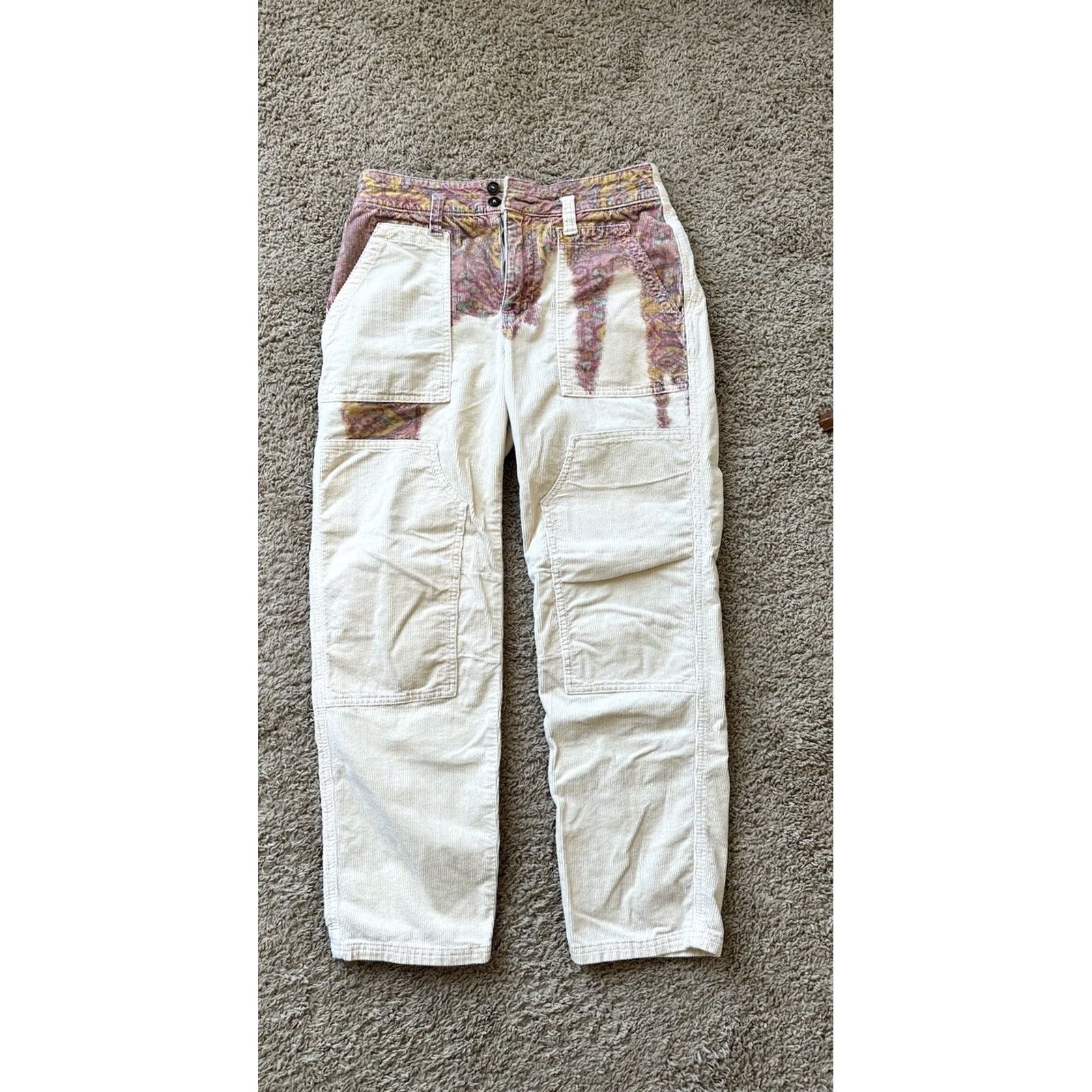Anthropologie Anthropologie The Wanderer Utility Pants, Cargo, Cotton Blend, Floral, Zipper, 28, Regular, Tapered, Women, Inseam 29.5 in, Neutral, New with Tag Size 28" / US 6 / IT 42 - 3 Thumbnail