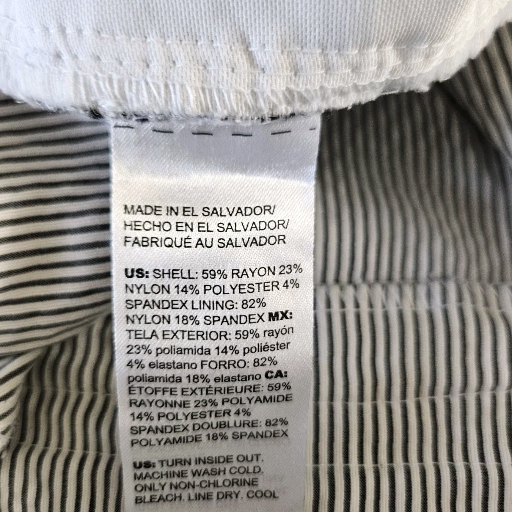 Vintage Chicos Womens Shorts Size 20 Gray White Stripe High Rise Bermuda Pull On Rayon Blend Nylon Spandex Front Flat Womens Plus Size 42" / US 20 - 3 Thumbnail