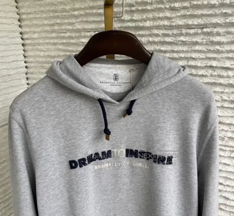 Brunello Cucinelli Brunello Cucinelli Gray Letter Embroidered Hooded Sweatshi Size US S / EU 44-46 / 1 - 4 Thumbnail