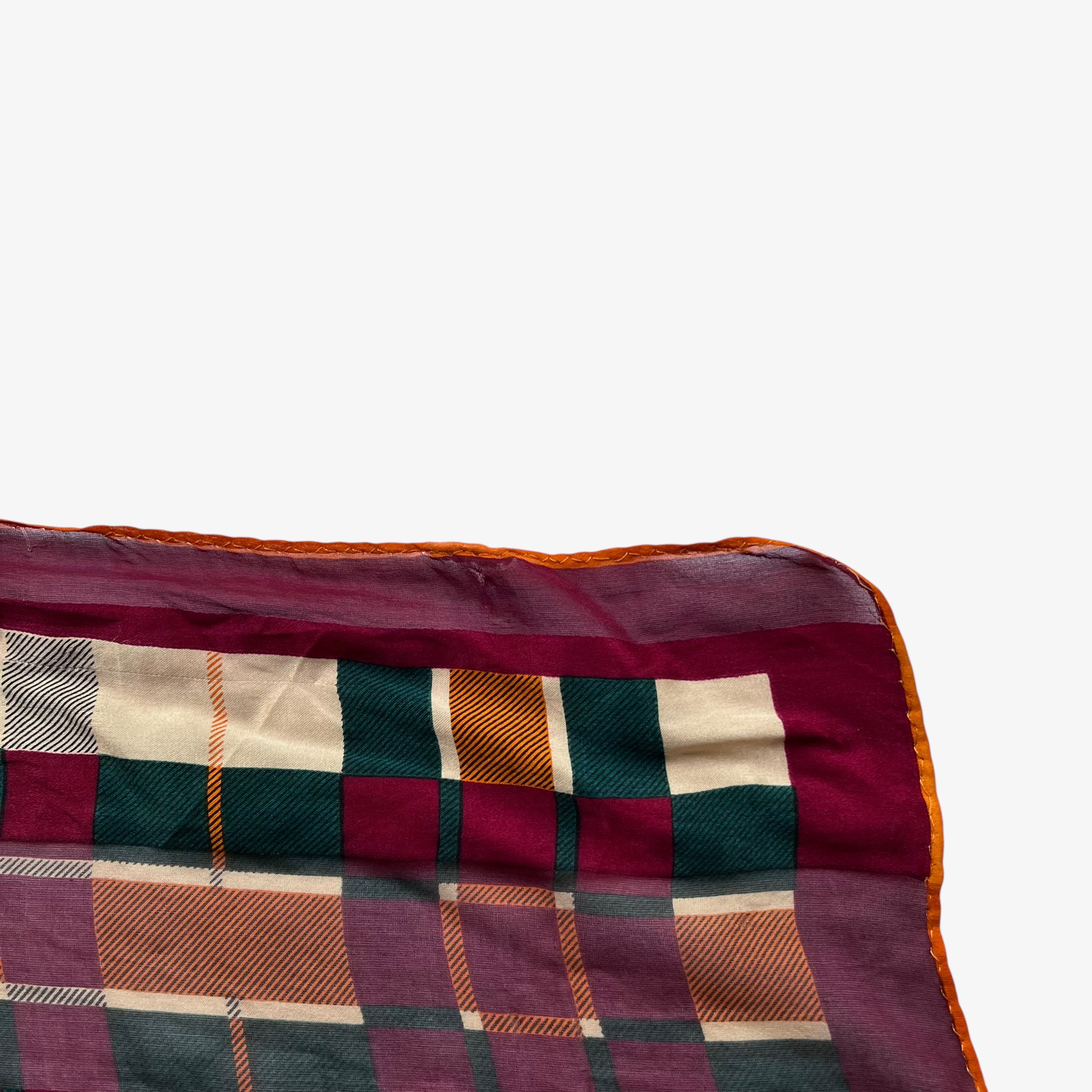 Paolo Gucci Vintage 80s Paolo Gucci Horsebit & Tartan Print Silk Scarf Size ONE SIZE - 4 Thumbnail