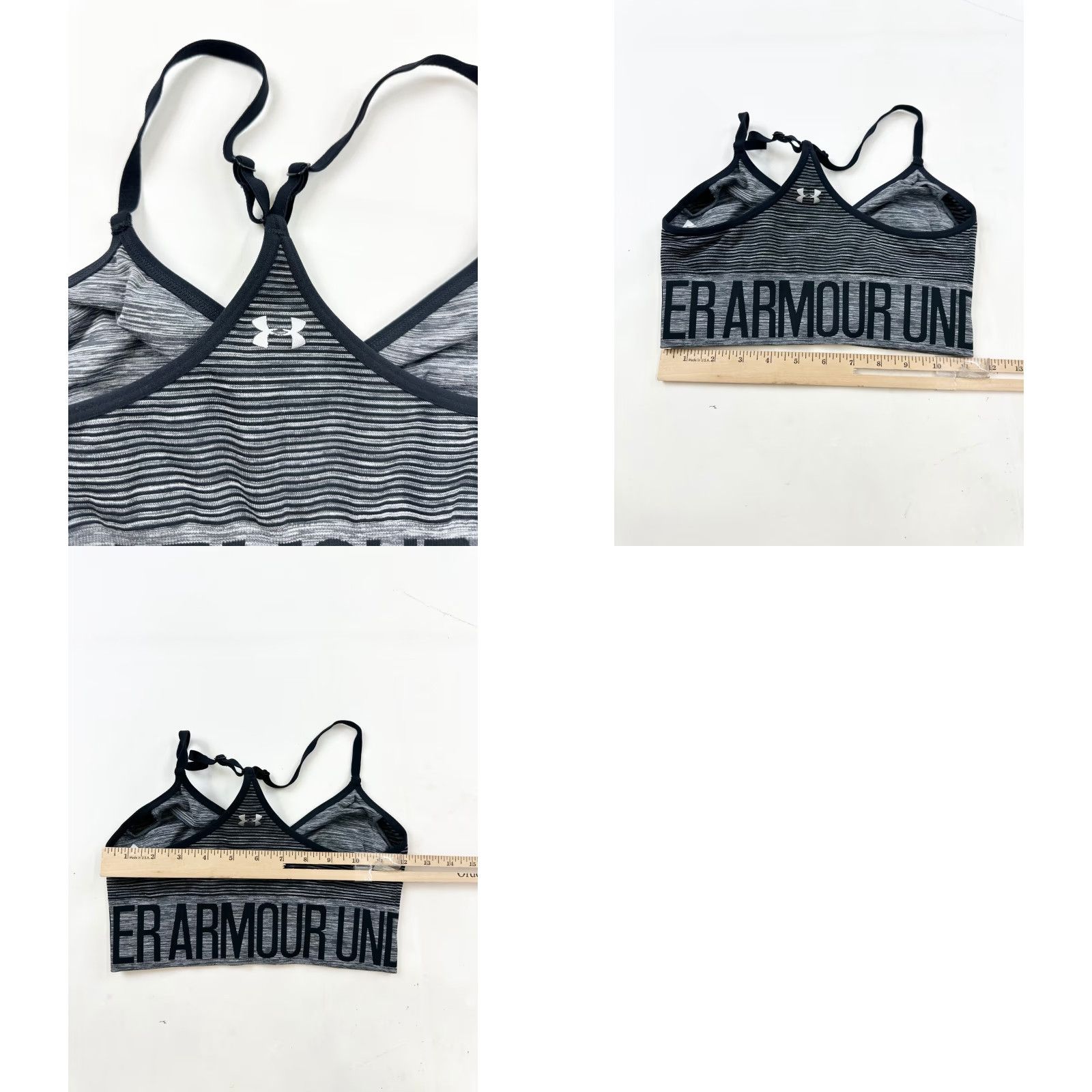 Under Armour Under Armour Sports Bra Womens Black Striped Wireless Medium Support Athleisure One Size Size ONE SIZE - 8 Thumbnail