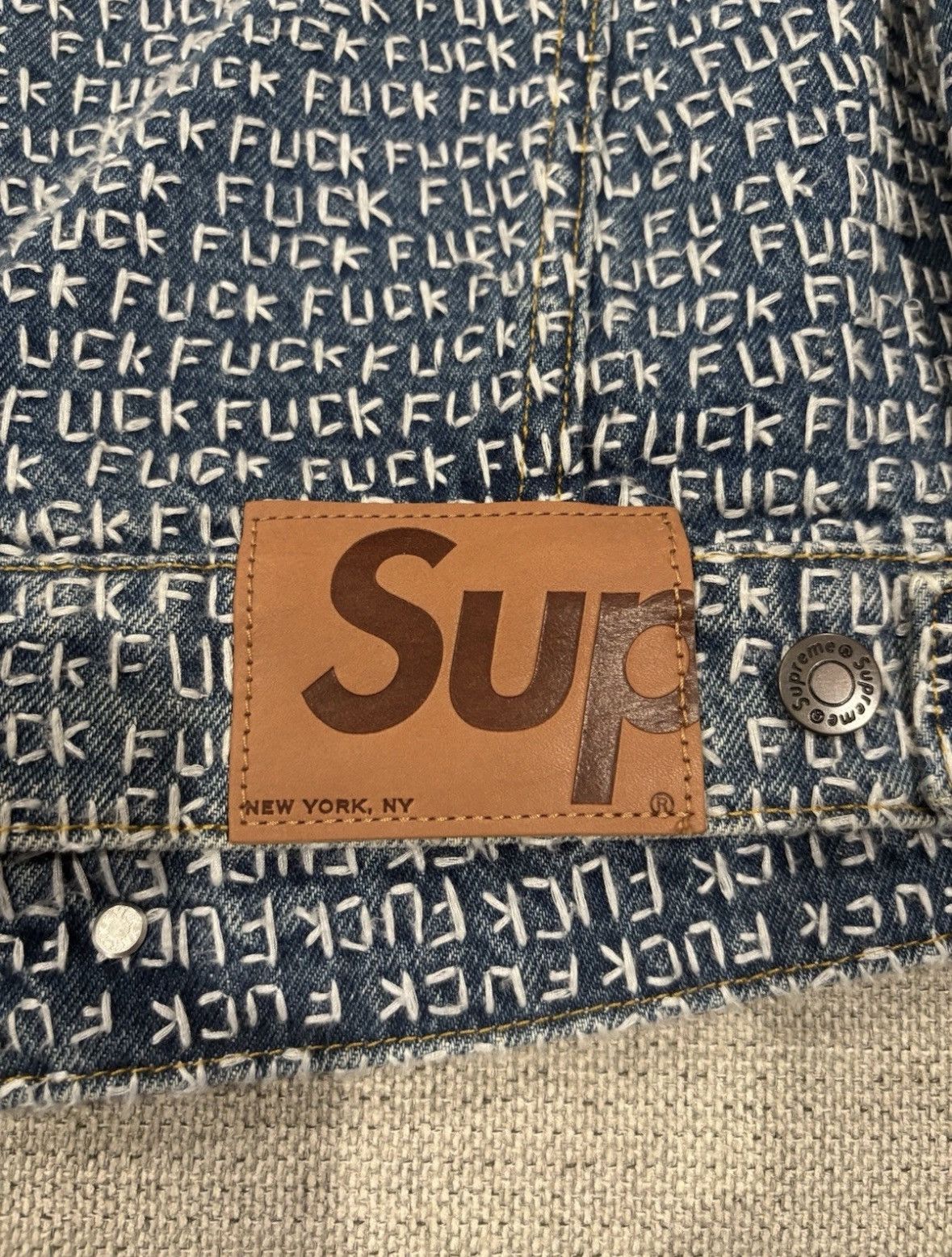 Supreme Supreme f*ck stitch denim jacket Size US M / EU 48-50 / 2 - 5 Thumbnail