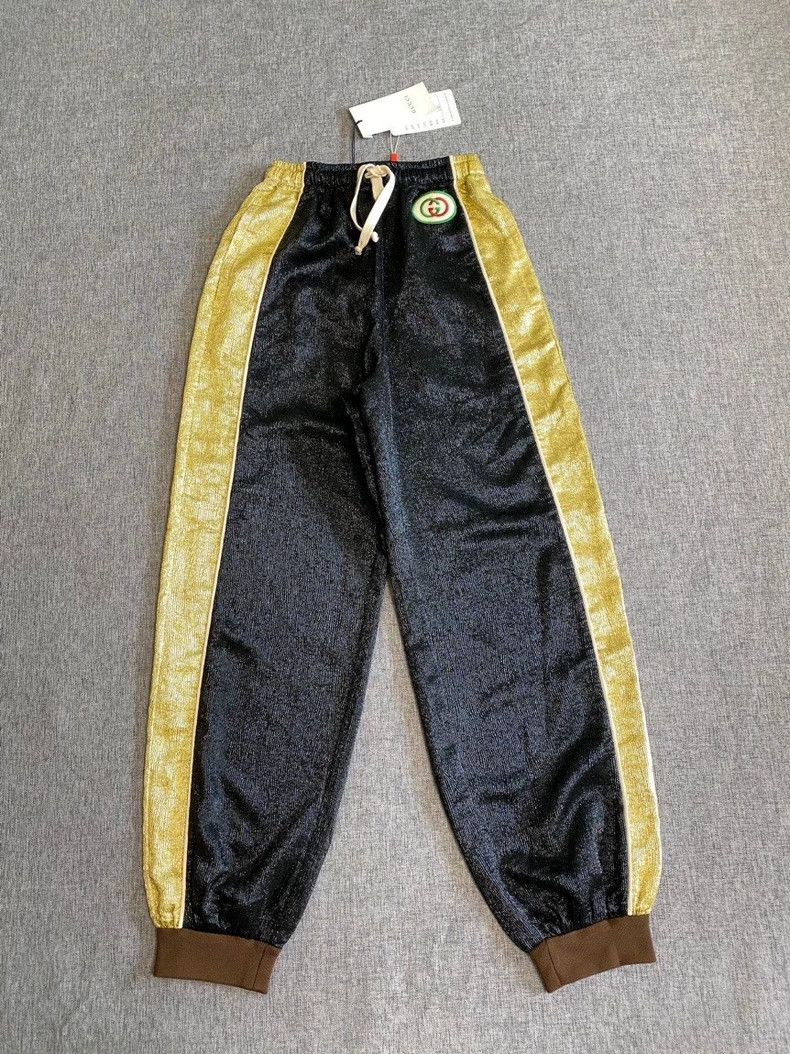 Gucci Gucci Size XS FW21 Crepe gold and silver silk casual trouse Size 29" - 1 Thumbnail